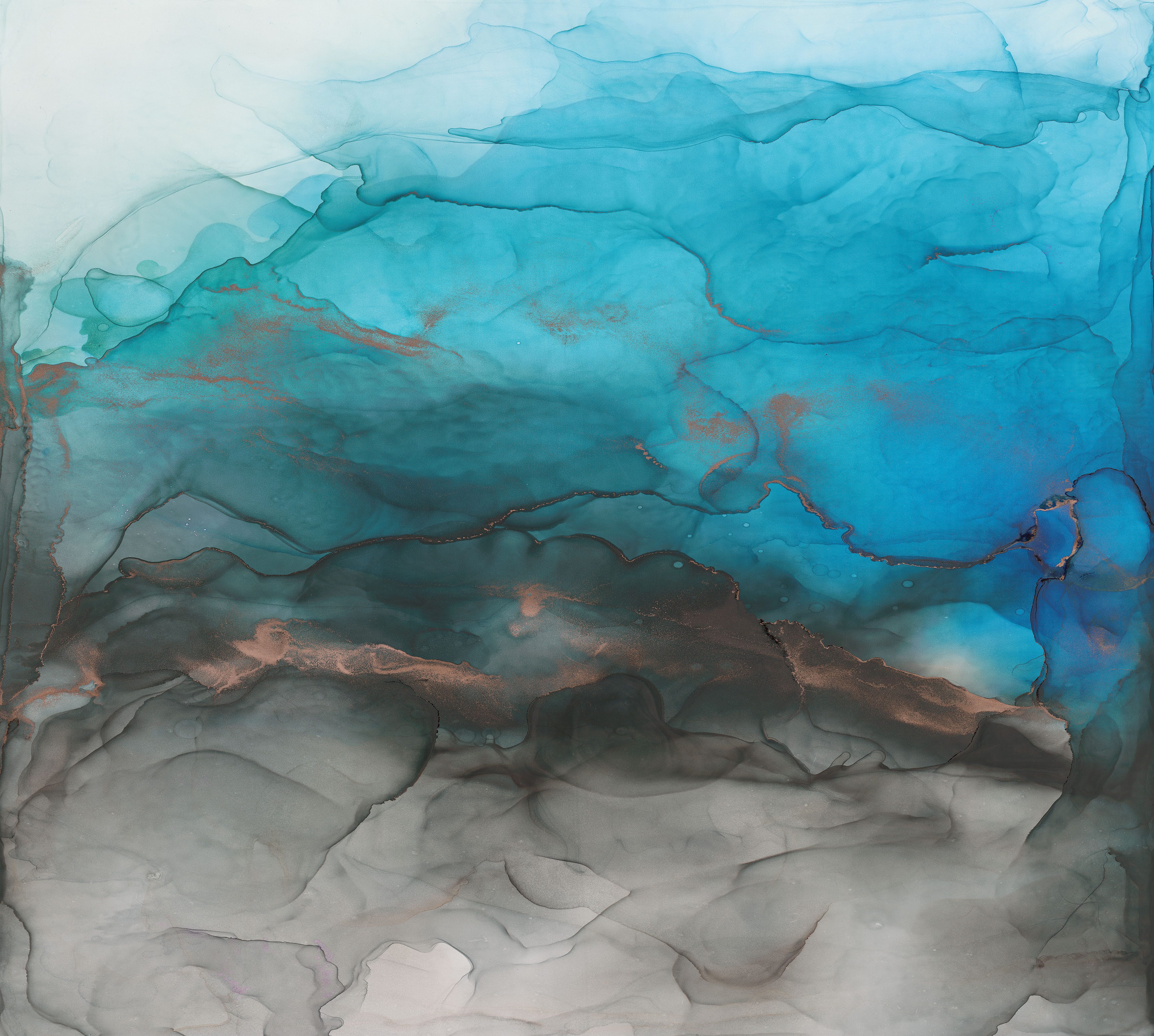 Erismann Vliestapete Vliestapete Aquarell türkis-grau Erismann Art Edition 224510