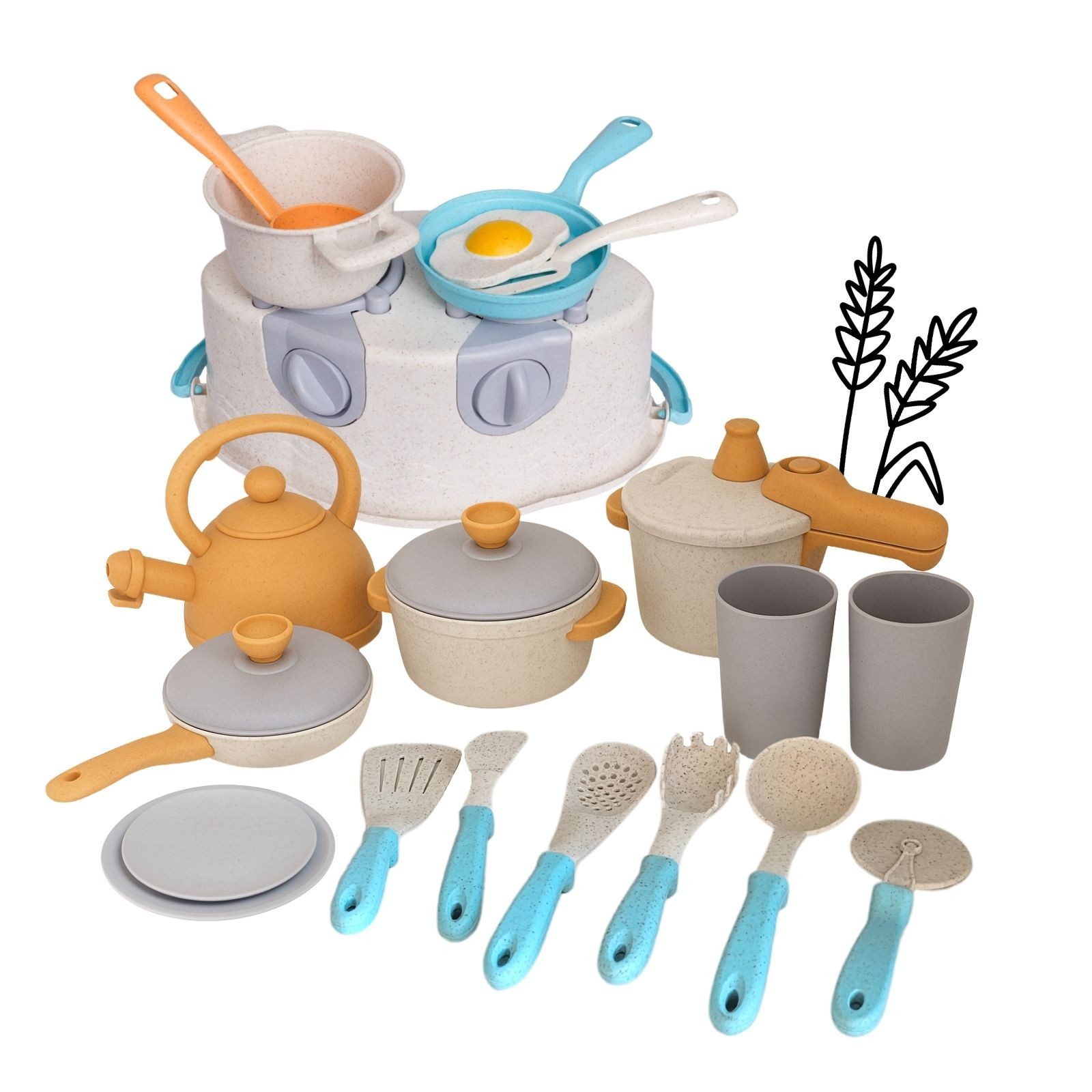 alldoro Spiel-Kochgeschirr Großes Kochset mit Herd & Geschirr für die Kinde günstig online kaufen