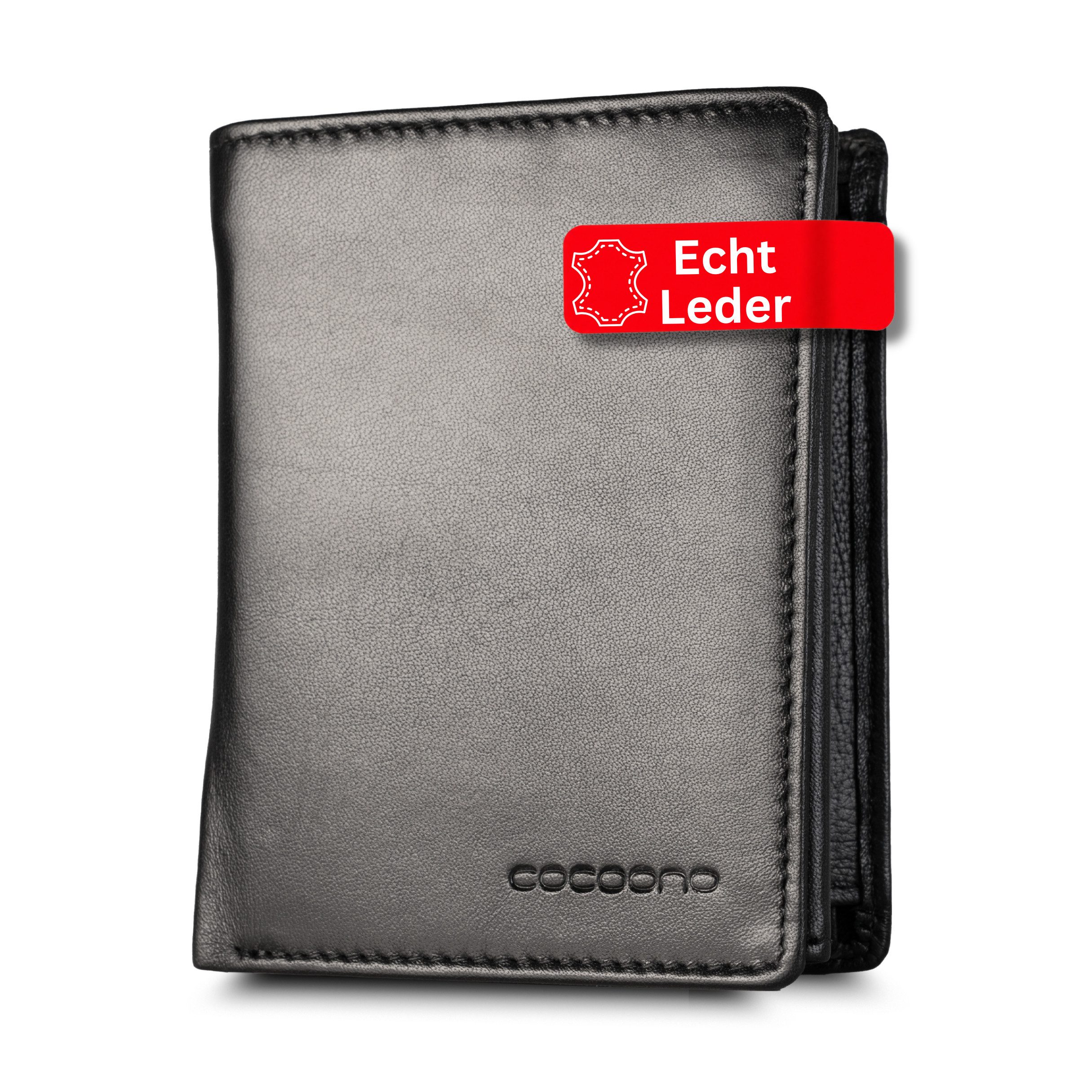 cocoono Geldbörse Herren Geldbörse Echtleder RFID-Schutz mit Münzfach, Leder