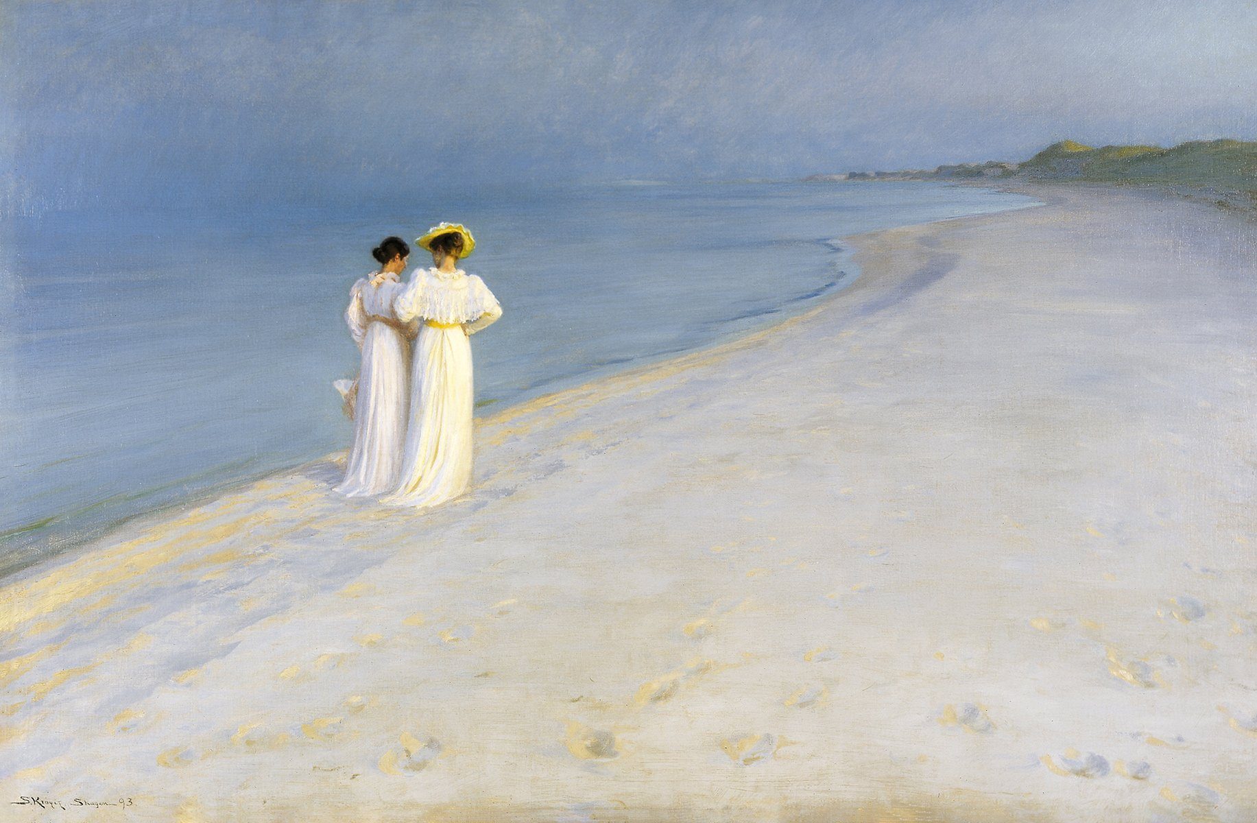 BillerAntik Kunstdruck Summer evening on Skagens Beach. Kroyer Anna Ancher Marie Strand Frau, (1 St)