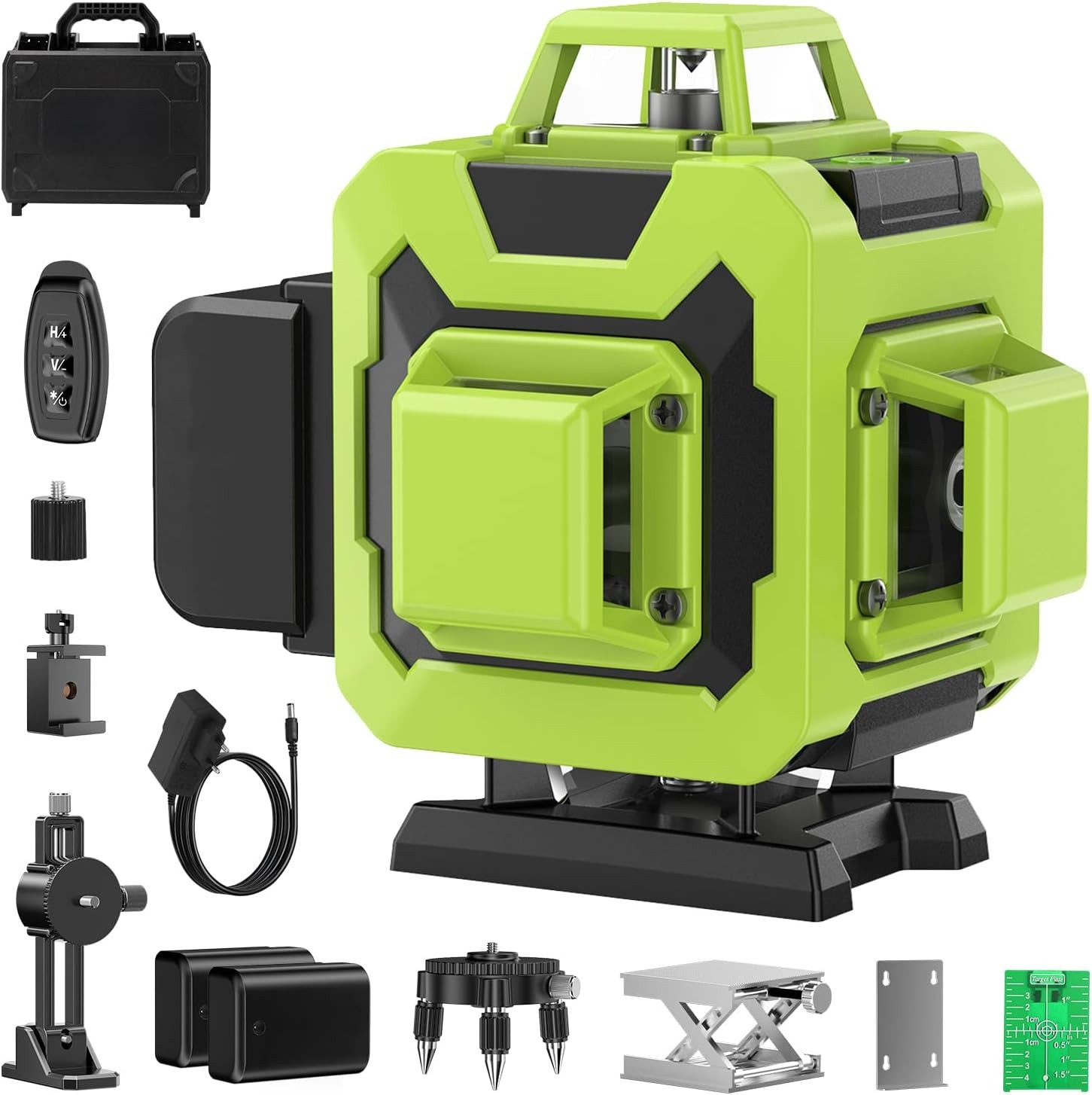 AeroAxis Kreuzlinienlaser 16 Linien Laser, 4×360° Laser Wasserwaage, Selbstnivellierende Laser, 2x Akku, für Innenbau, Fliesen & Holz