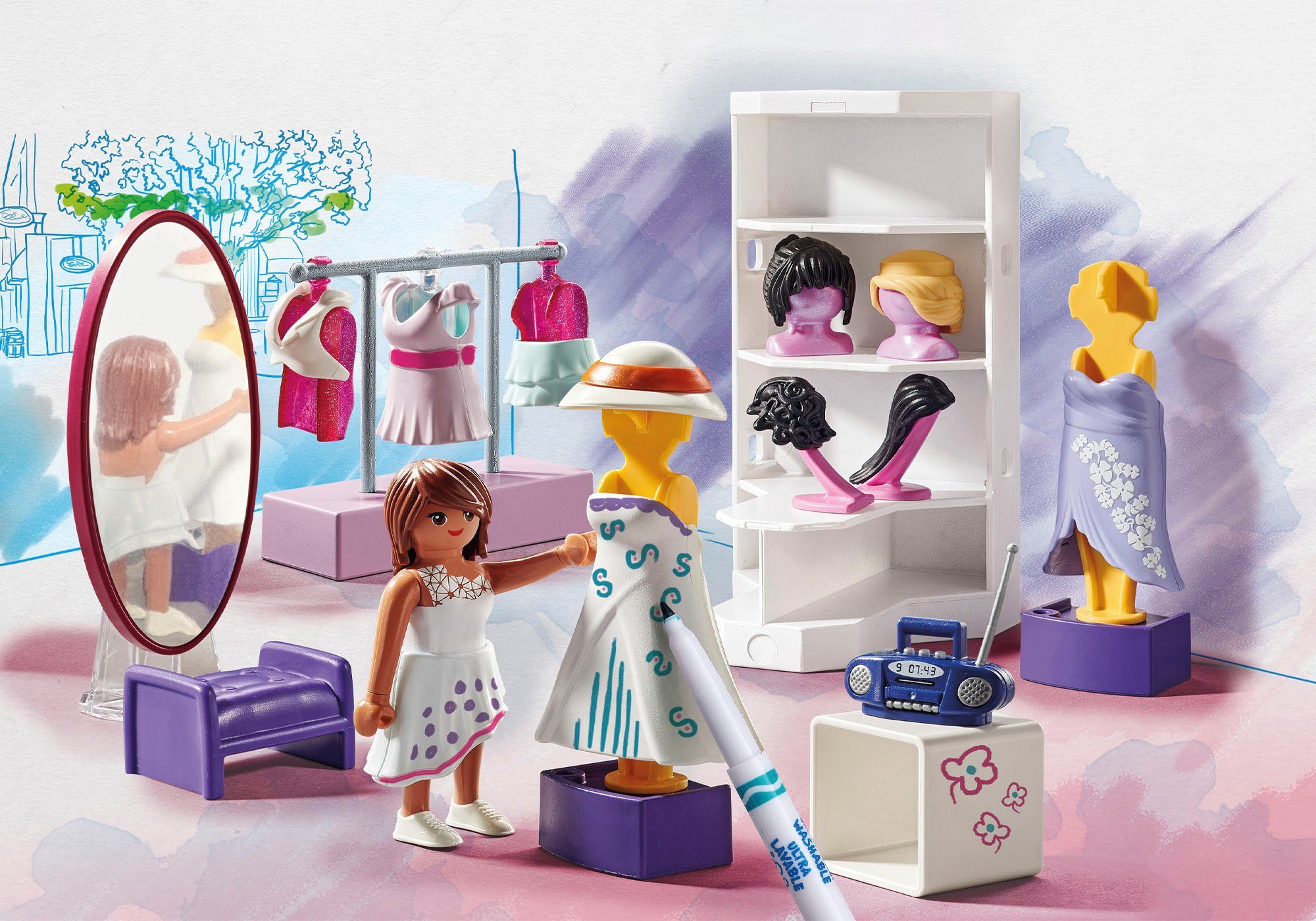 Playmobil® Fashion Design Set (71373), Color Konstruktions-Spielset, (45 St) – Bild 3 von 5