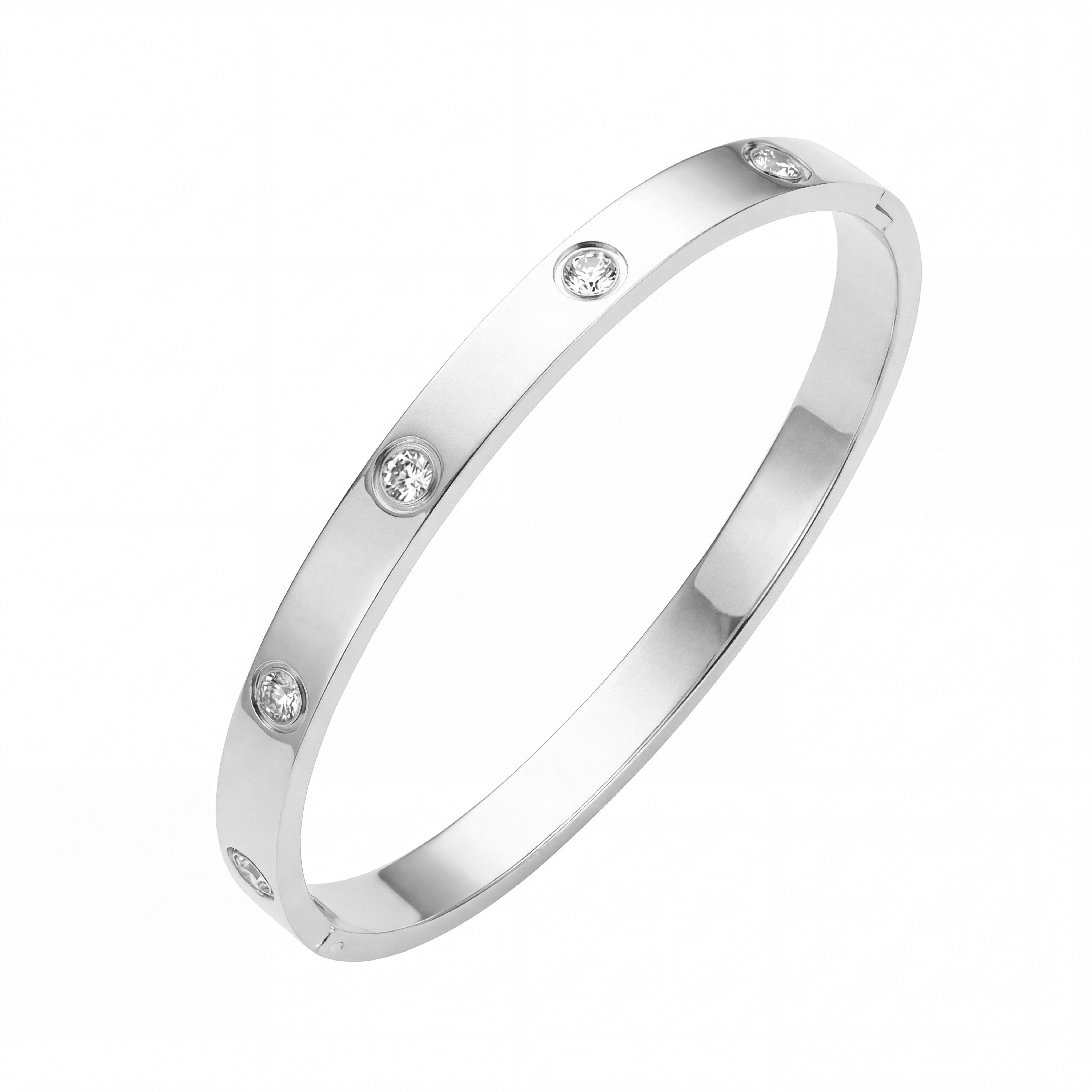 salazar.plus Armreif Luxus Damen Armband Edelstahl vergoldet silberfarben rose elegant, vergoldeter Edelstahl‑Armreif mit Zirkonia elegant hochwertig