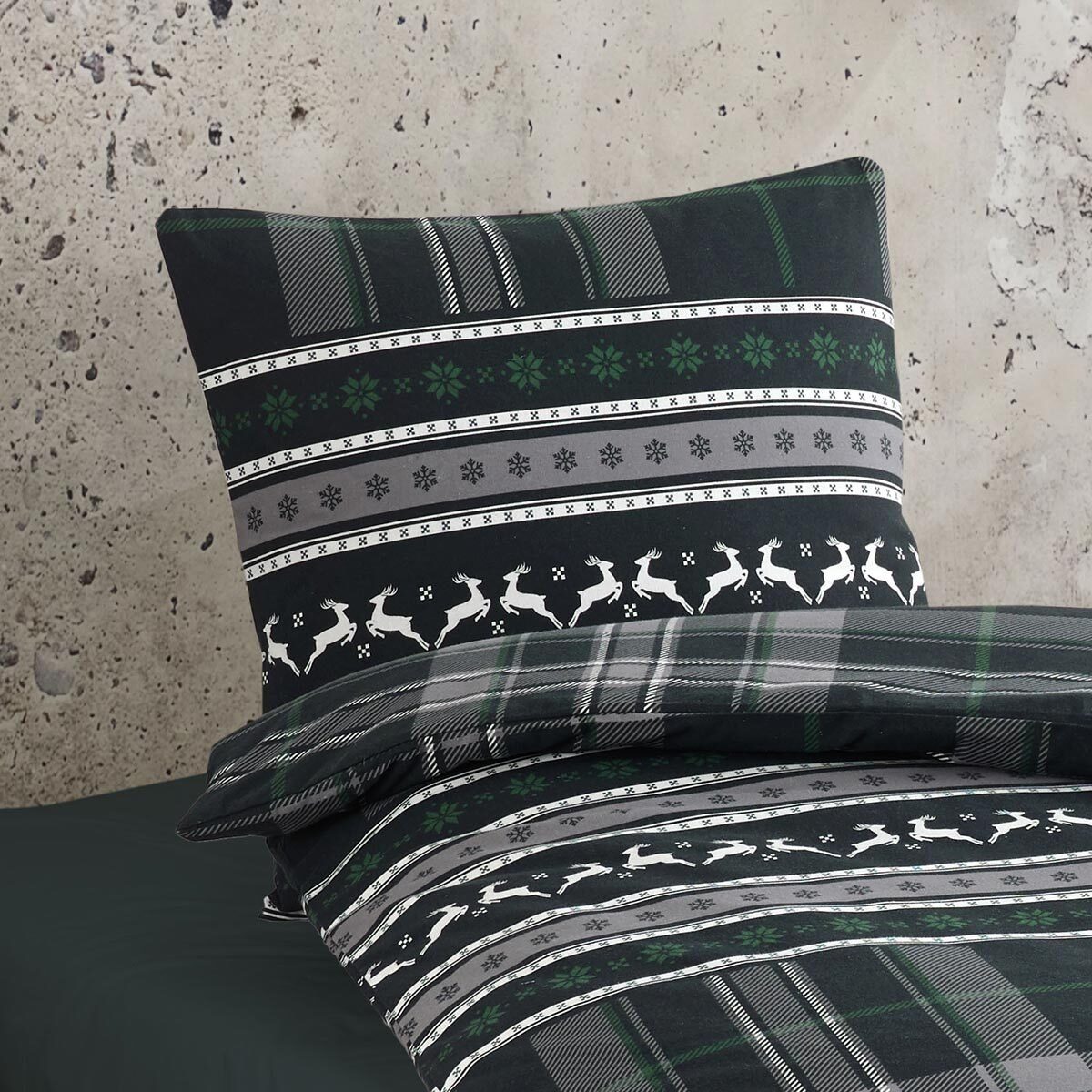 TRAUMSCHLAF Bettwäsche Hirsche, Flanell, 2 teilig, günstig online kaufen