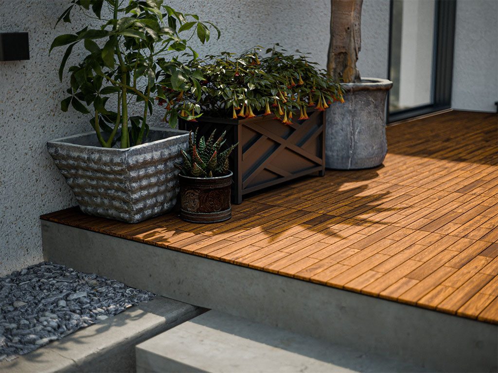 Woodtex Terrassenplatte Terrassenfliese Akazie Natur, Holz 60x30, Braun