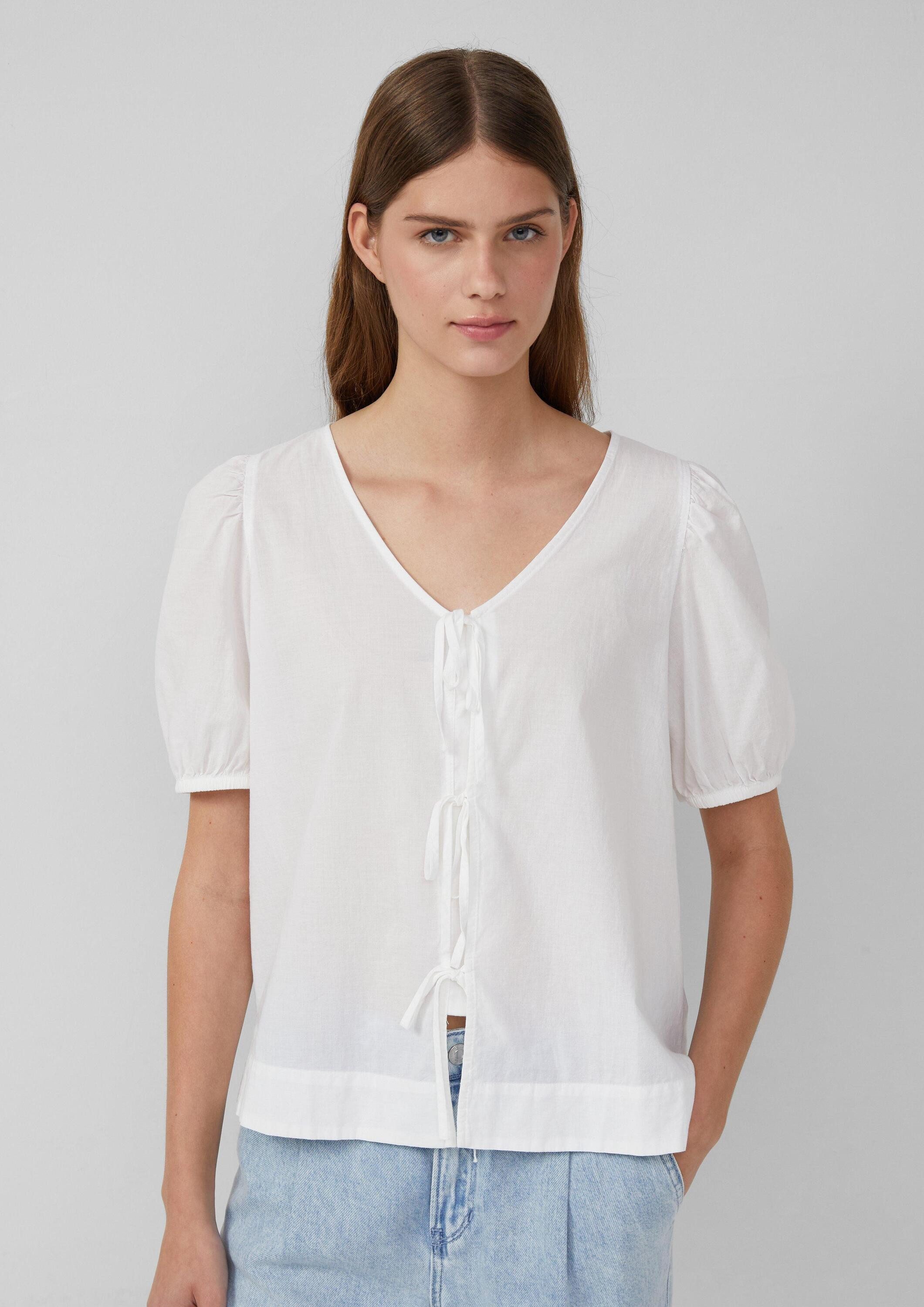 s.Oliver Kurzarmbluse Bluse Baumwollbluse mit V-Ausschnitt günstig online kaufen