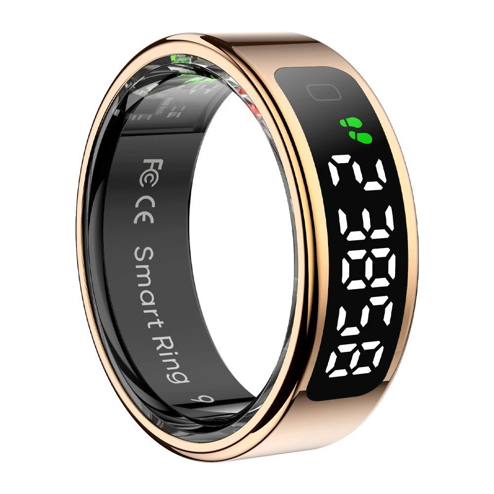 Athlix Fitness-Tracker Smart Ring mit Bildschirm und Touch Fitness Tracker Gesundheitsmanager, Wasserdicht, Touch- & Gesten-Design, aus Edelstahl