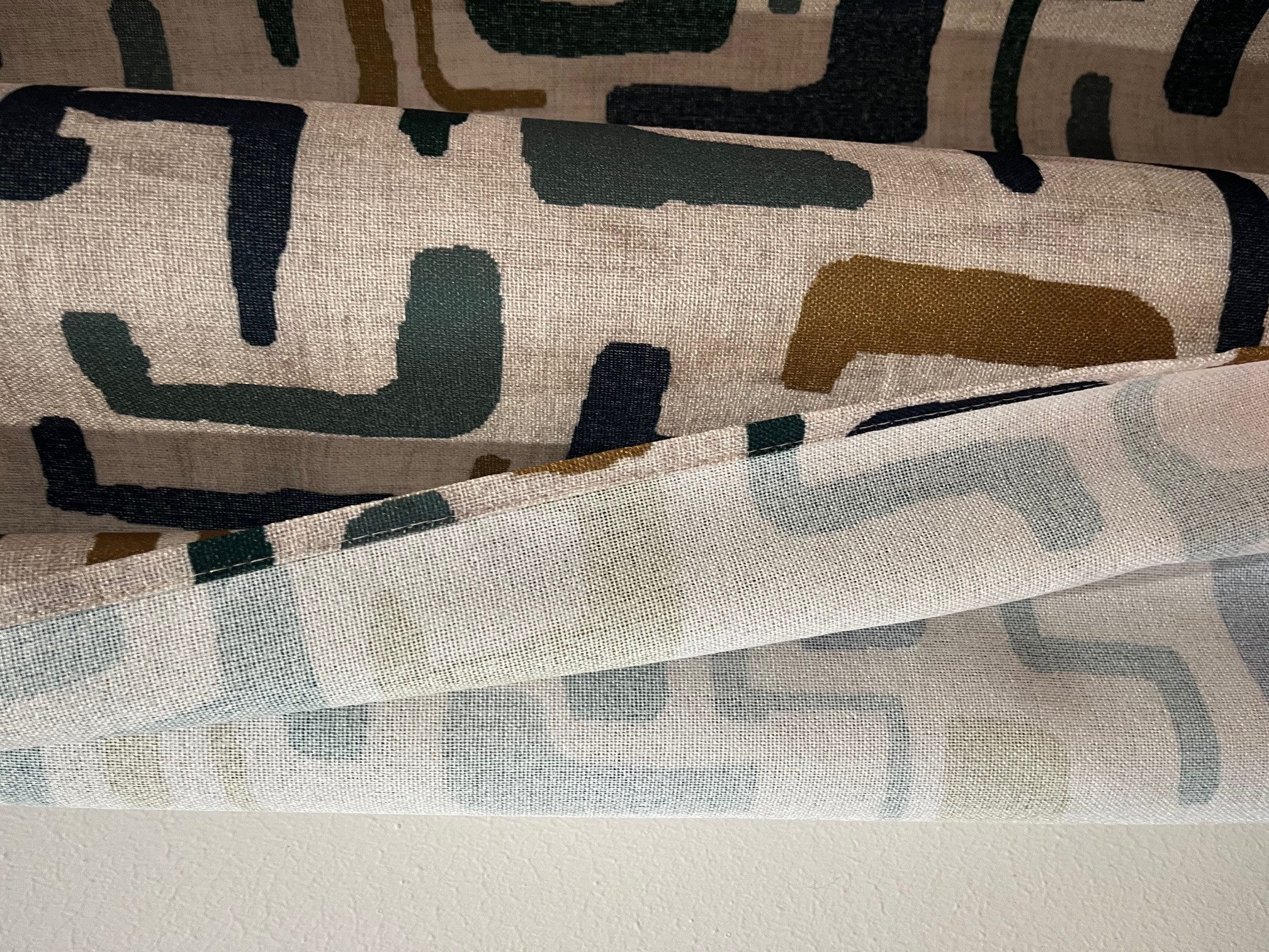 novumfix Vorhang Ösenschal "Boho-grün"Leinenstruktur tolles Muster 140x260cm(BxH), blickdicht, extra lang