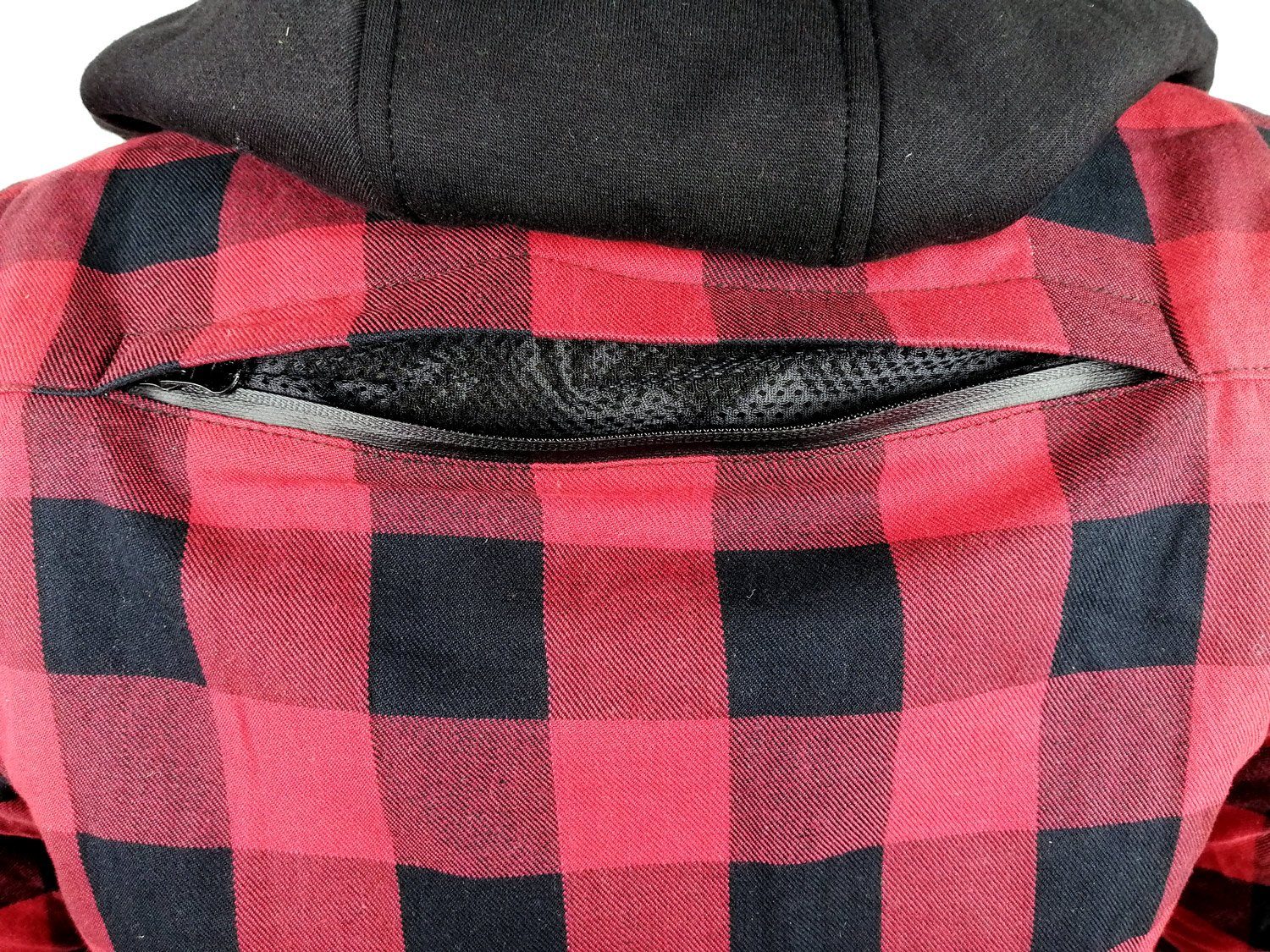 Alpha Speeds Motorradjacke Flanell-Holzfäller Motorrad KEV ARAMID Shirt Lumber Biker Hemd PRO Rot (Wasserdicht & Winddicht & Atmungsaktiv + wasserdichte Reißverschlüsse) mit abnehmbare Kapuze & Innenjacke, All Season, inklusive Protektoren