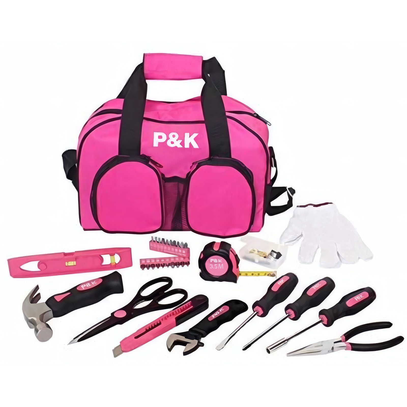P & K Werkzeugtasche 77 teiliges Werkzeugset in Pink - Praktische Tasche inklusive