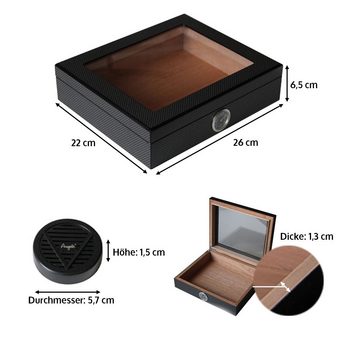 Coumo Humidor Carbon Design, Humidor Set für ca. 20 Zigarren + Zigarrenschneider