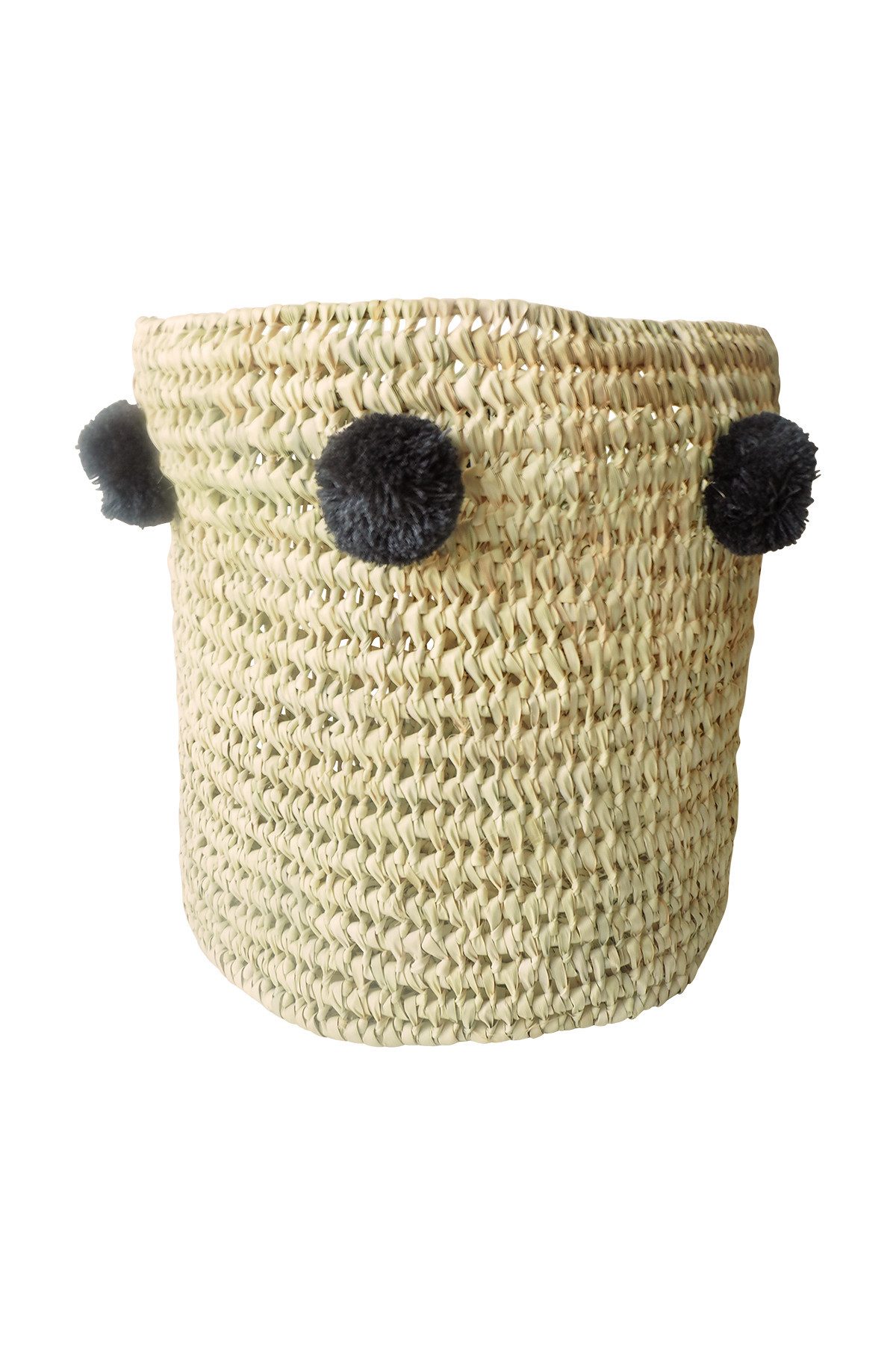 kikadu Aufbewahrungskorb Kleiner Aufbewahrungskorb Dunkelgrau, aus handgefertigten Palmblättern