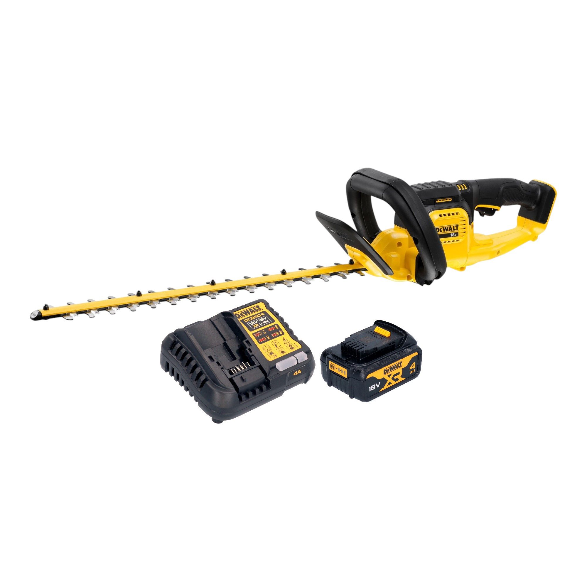 DeWalt Akku-Heckenschere DCMHT 563 M1 Heckenschere 18 V 55 cm + 1x Akku 4,0 Ah + Ladegerät