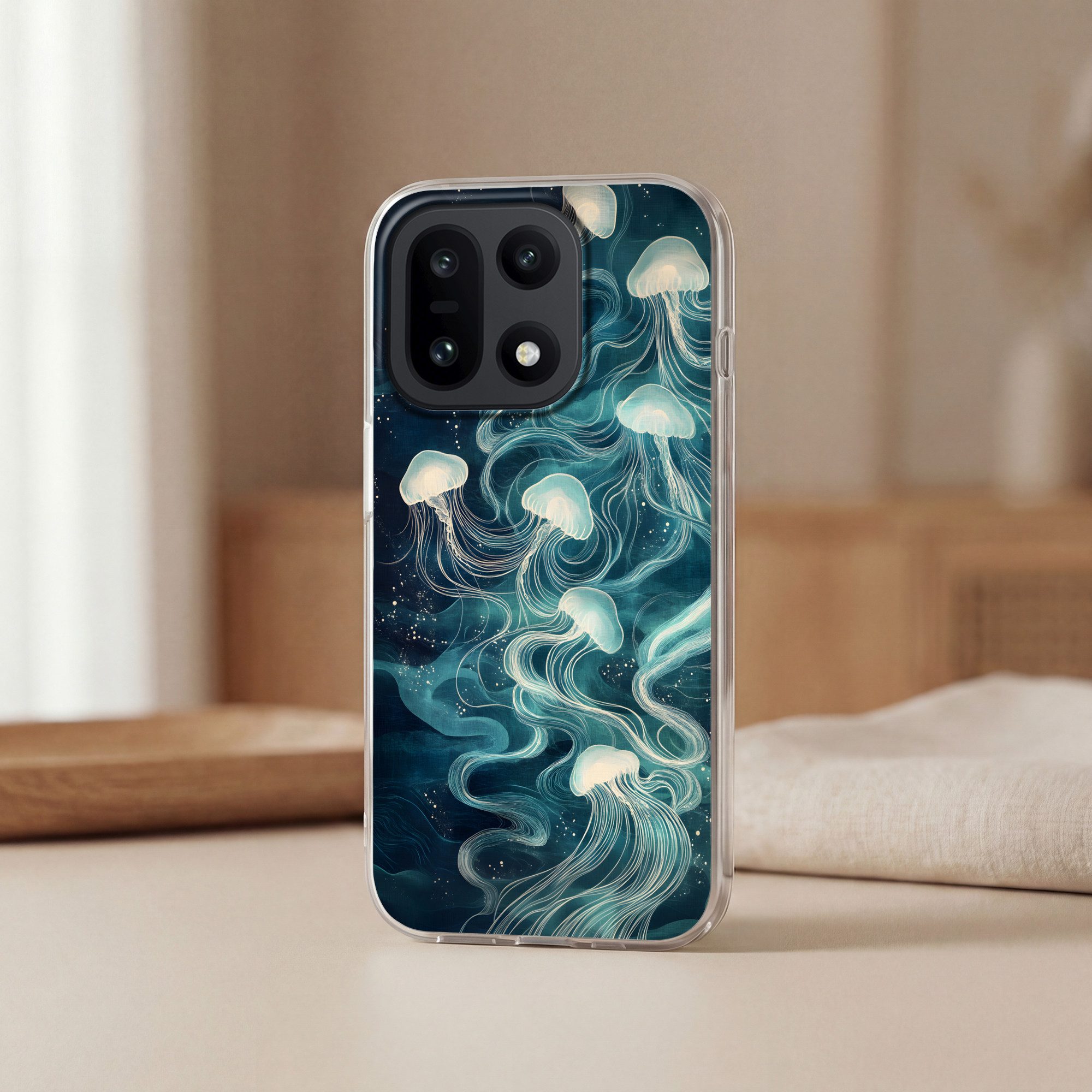 MuchoWow Handyhülle für OnePlus 15 Qualle - Meer - Weiß - Wellen, Phone Case, Silikon, Schutzhülle Dünn
