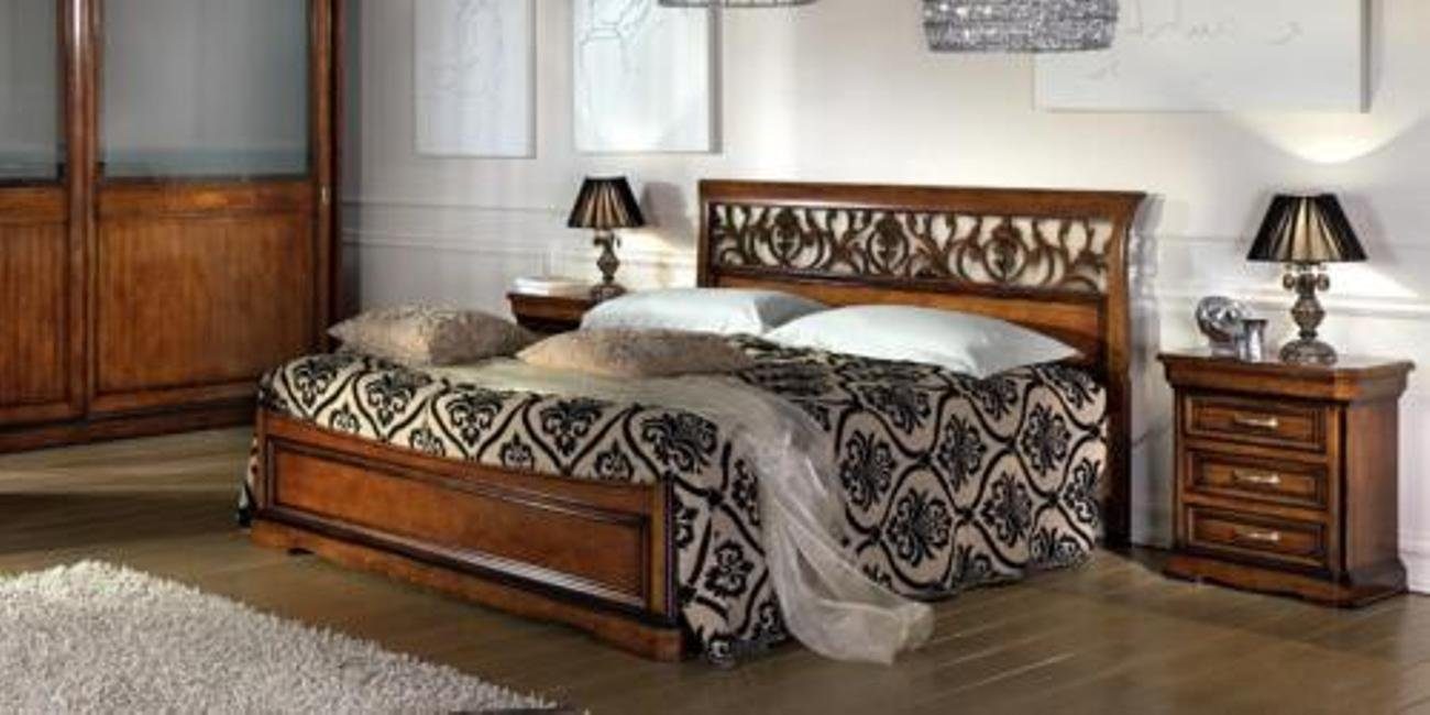 Luxus 3tlg Konsole Bett Set Schlafzimmer-Set, Holz Schlafzimmer Betten Nachttisch JVmoebel 2x
