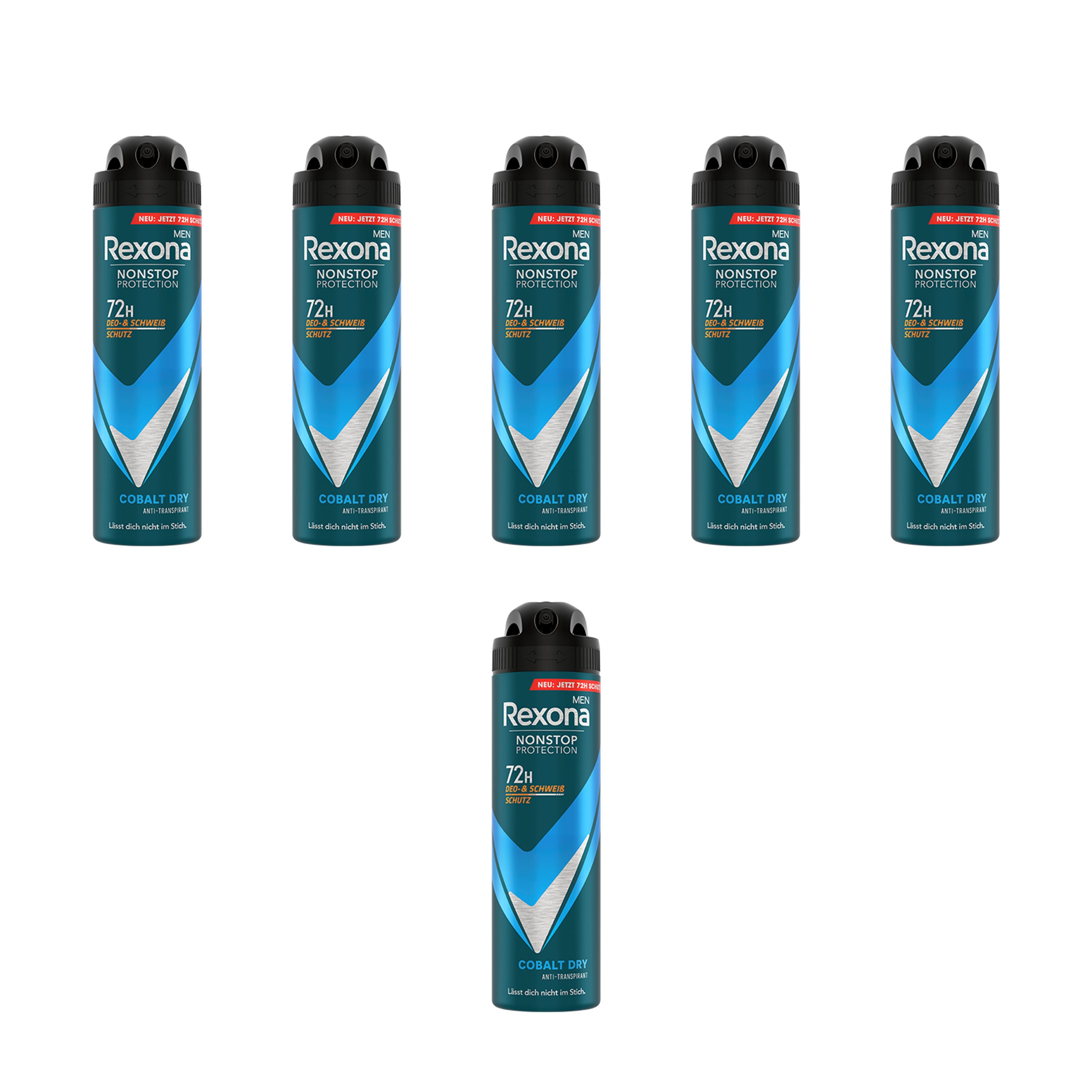 Rexona Deo-Set 6x 150ml Deospray Nonstop Protection Cobalt Dry, 72 Stunden Schutz vor Schweiß und Körpergeruch