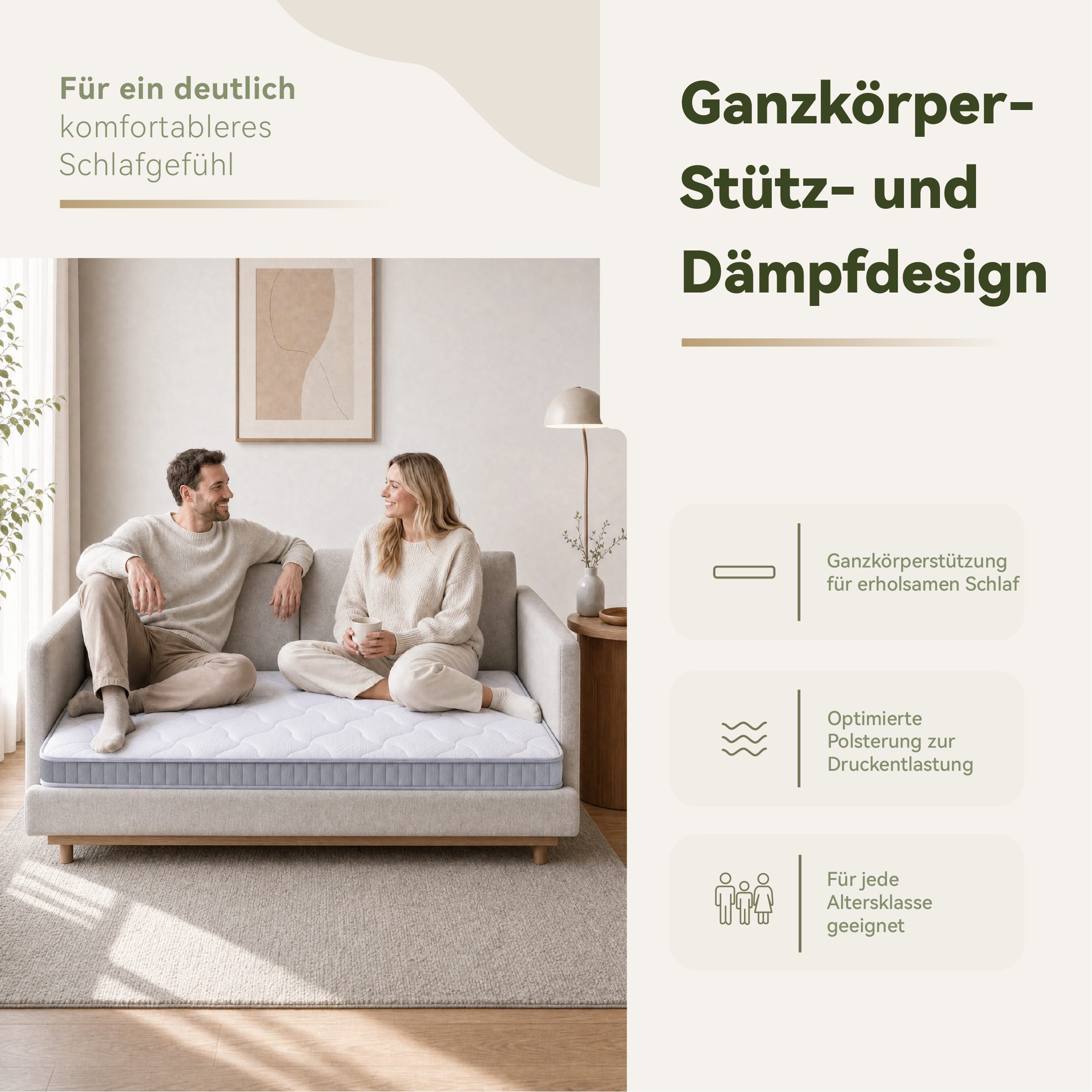 Taschenfederkernmatratze Separate 7-Zonen-Beutelfedermatratze für Schlafsofas, Klappbetten, Celya, (10 cm hoch, komfortabel atmbar, Härte H3)