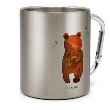 Mr. & Mrs. Panda Tasse Bär Honig - Transparent - Geschenk, Karabiner, Teddybär, Tasse, Edels, Edelstahl, Robust & Isolierend