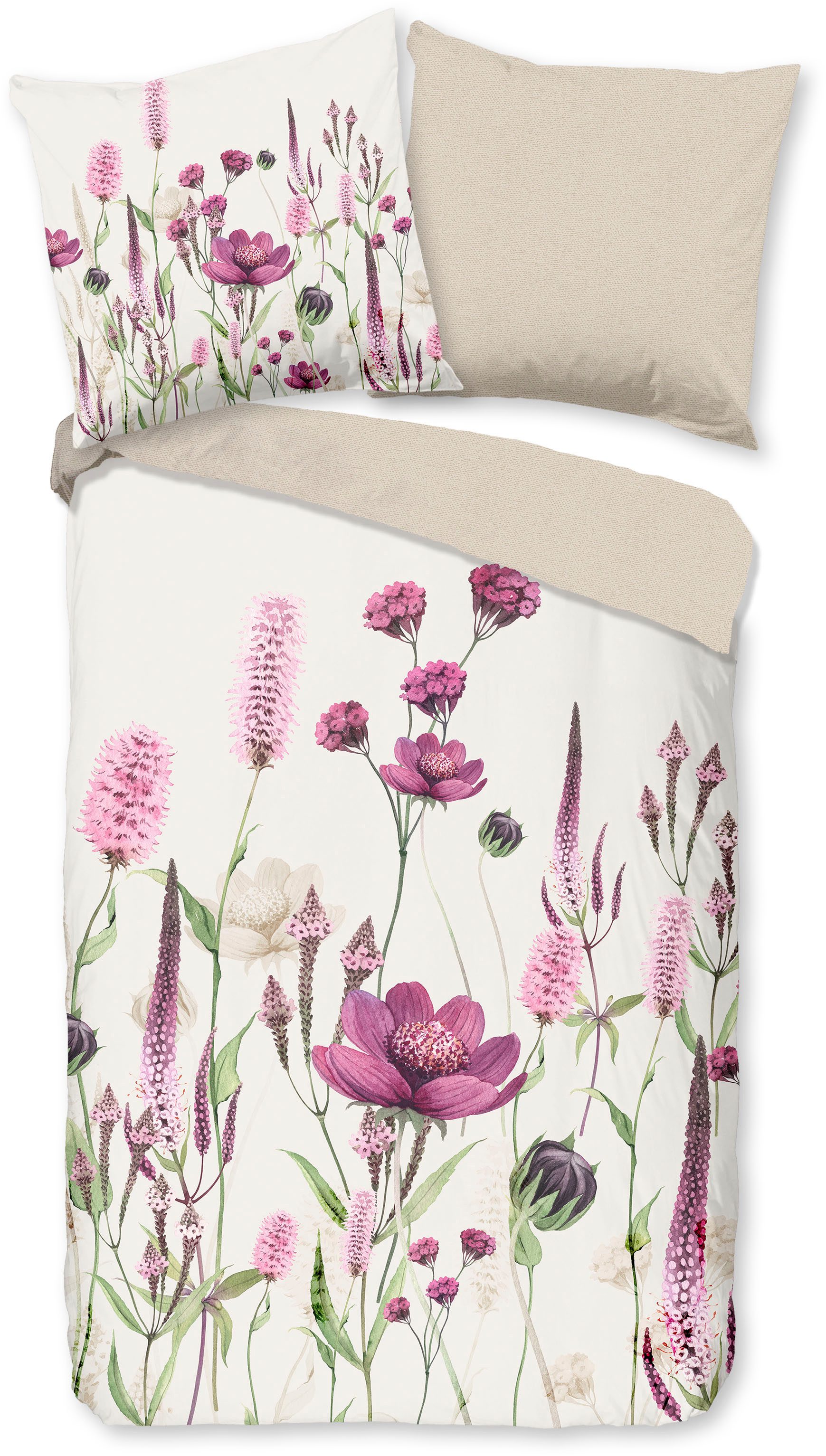 good morning Wendebettwäsche Hala, Renforcé, 2 teilig, 100% Baumwolle, Renforcé, Reißverschluss, Wendeoptik, Blumen