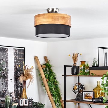 hofstein Deckenleuchte »Campitello« Deckenlampe, Metall/Holz/Stoff, Nickel-matt/Natur/Schwarz, ohne Leuchtmittel, Leuchte im skandinavischen Design, Ø28cm, 2xE14, Weiß