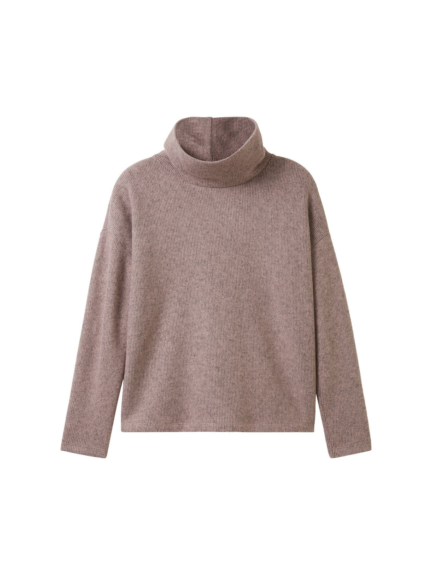 Sweatshirt TOM TAILOR lilac Rollkragen melange Sweatshirt mit Bequemes dusty