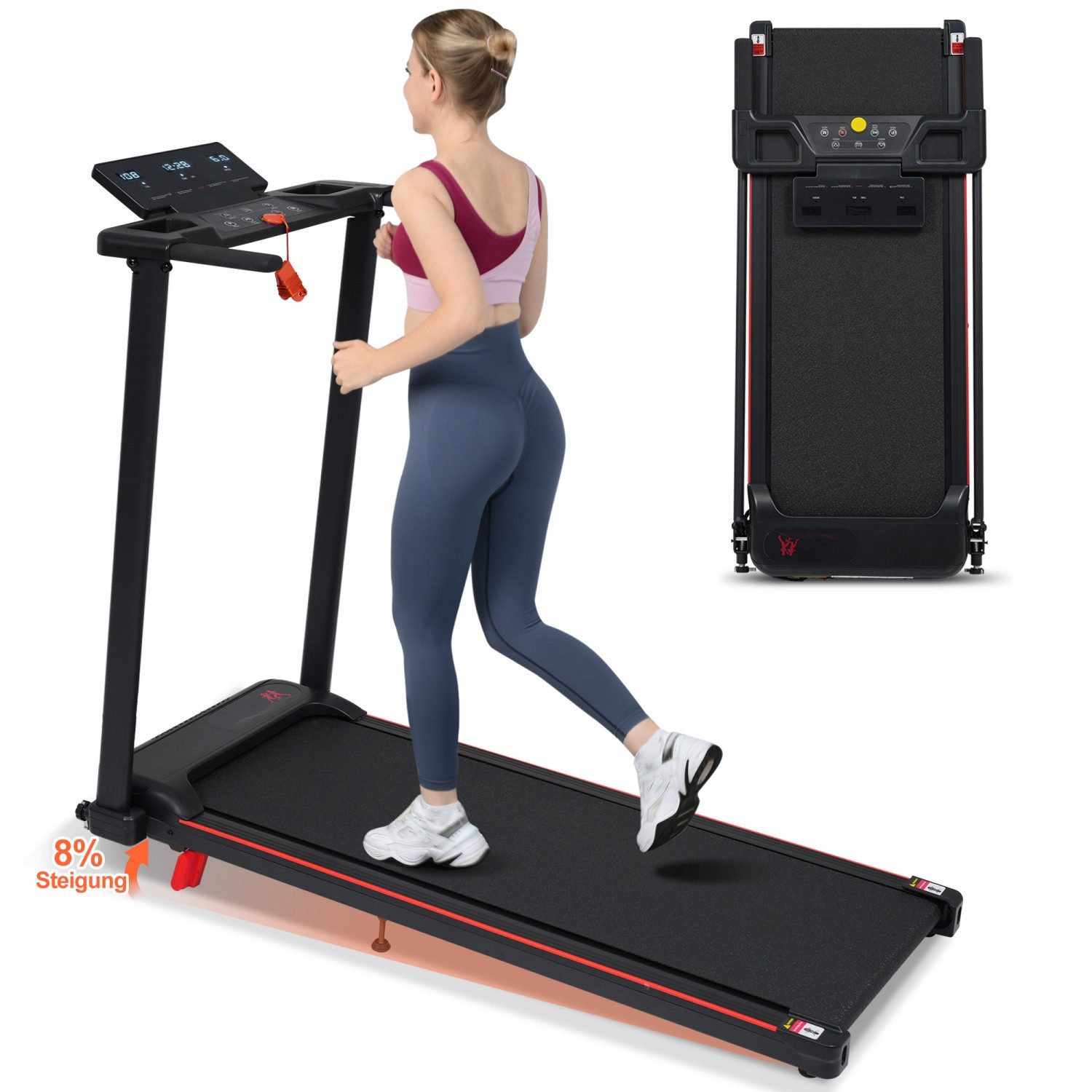 ANYSUN Laufband Heim-Laufband mit Steigung,tragbares Laufband für Zuhause mit Griff, (Laufband mit 8 % Steigung, klappbares Laufband mit 1–12 km/h), 3,0 PS,Leiser Betrieb mit 120 kg Belastbarkeit für tägliches Workoutt