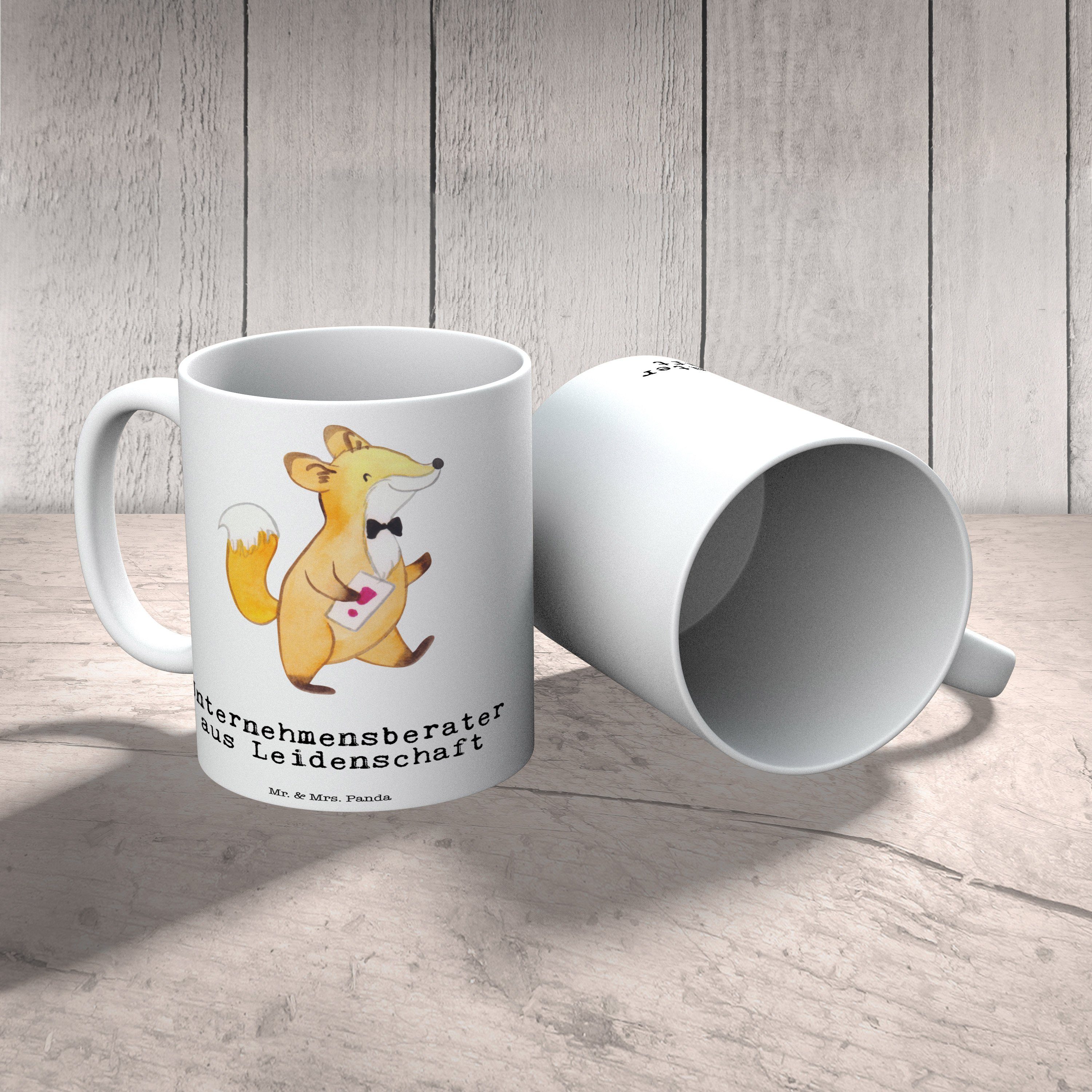 Panda Weiß Unternehmensberater Keramik aus Tasse & - Geschenk, Porzellantass, - Mr. Mrs. Leidenschaft