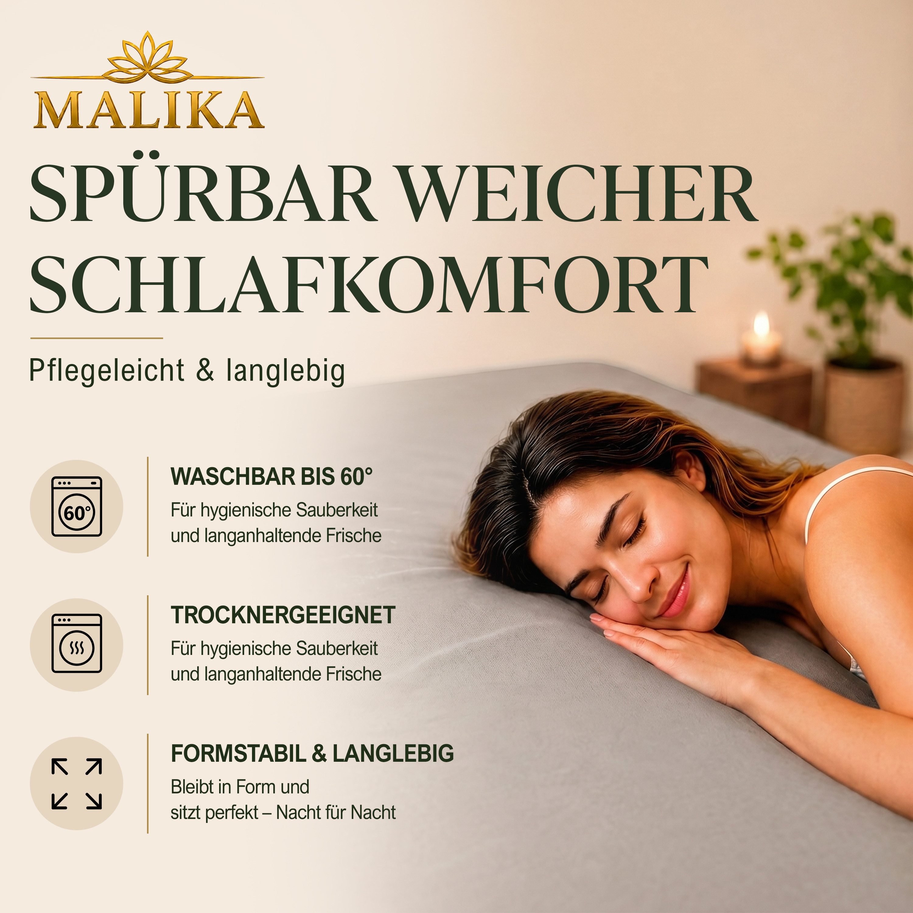 Malika Spannbettlaken aus 100% Baumwolle, 90-100x200, Taupe, Jersey Baumwolle, Gummizug: Ja, (1 Stück), Allergikergeeignet, Pflegeleicht und Atmungsaktiv