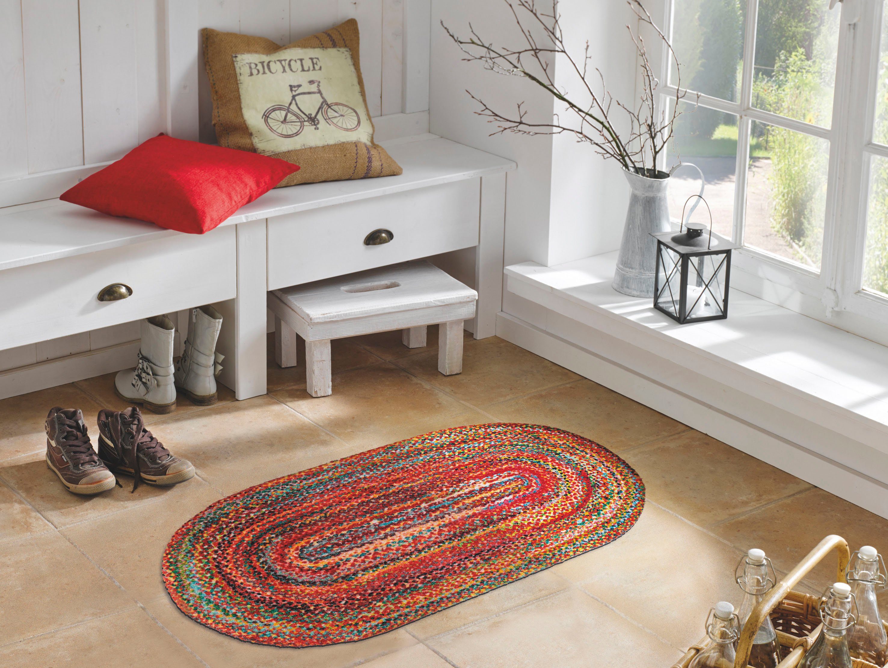 wash+dry by Kleen-Tex Fußmatte Wovells, oval, Höhe: 9 mm, Schmutzfangmatte, günstig online kaufen