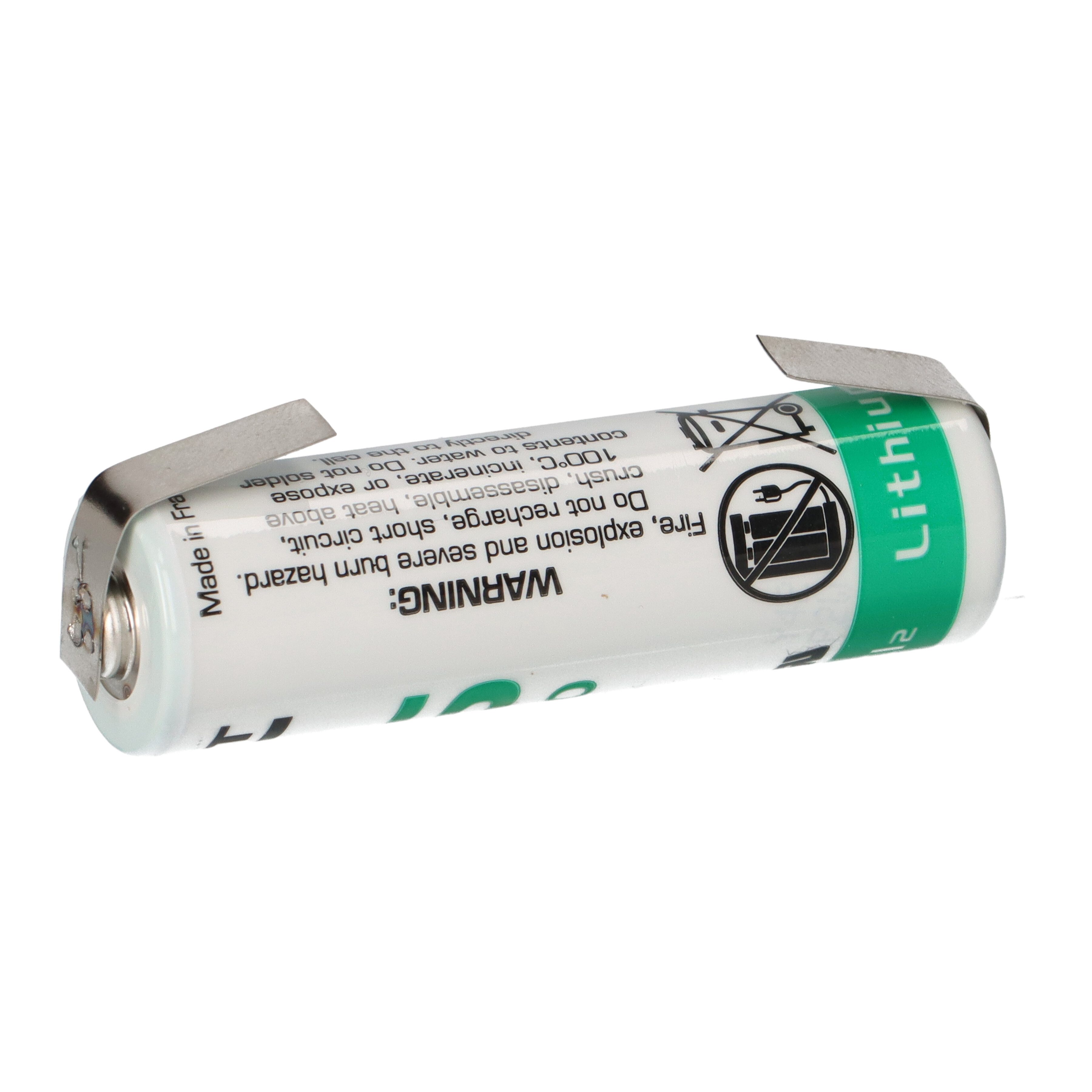 Saft Lithium 3,6V Batterie LS14500 AA-Zelle Lötfahne U-Form Batterie