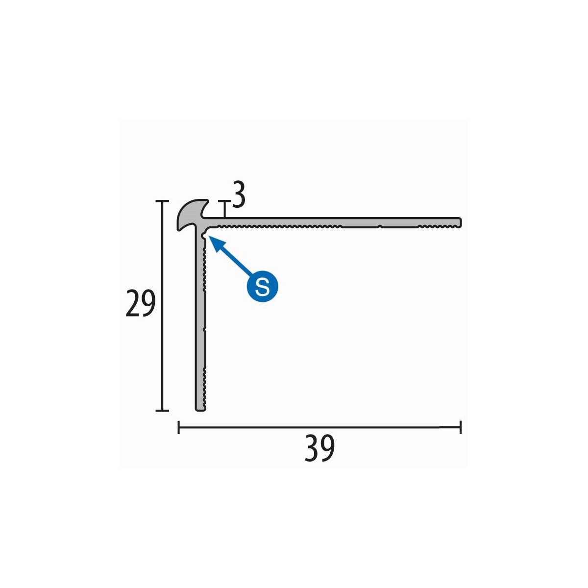 Küberit Treppenkantenprofil 29 x 29 x 2500 mm Winkelprofil Schwarz Gebohrt Aluminium