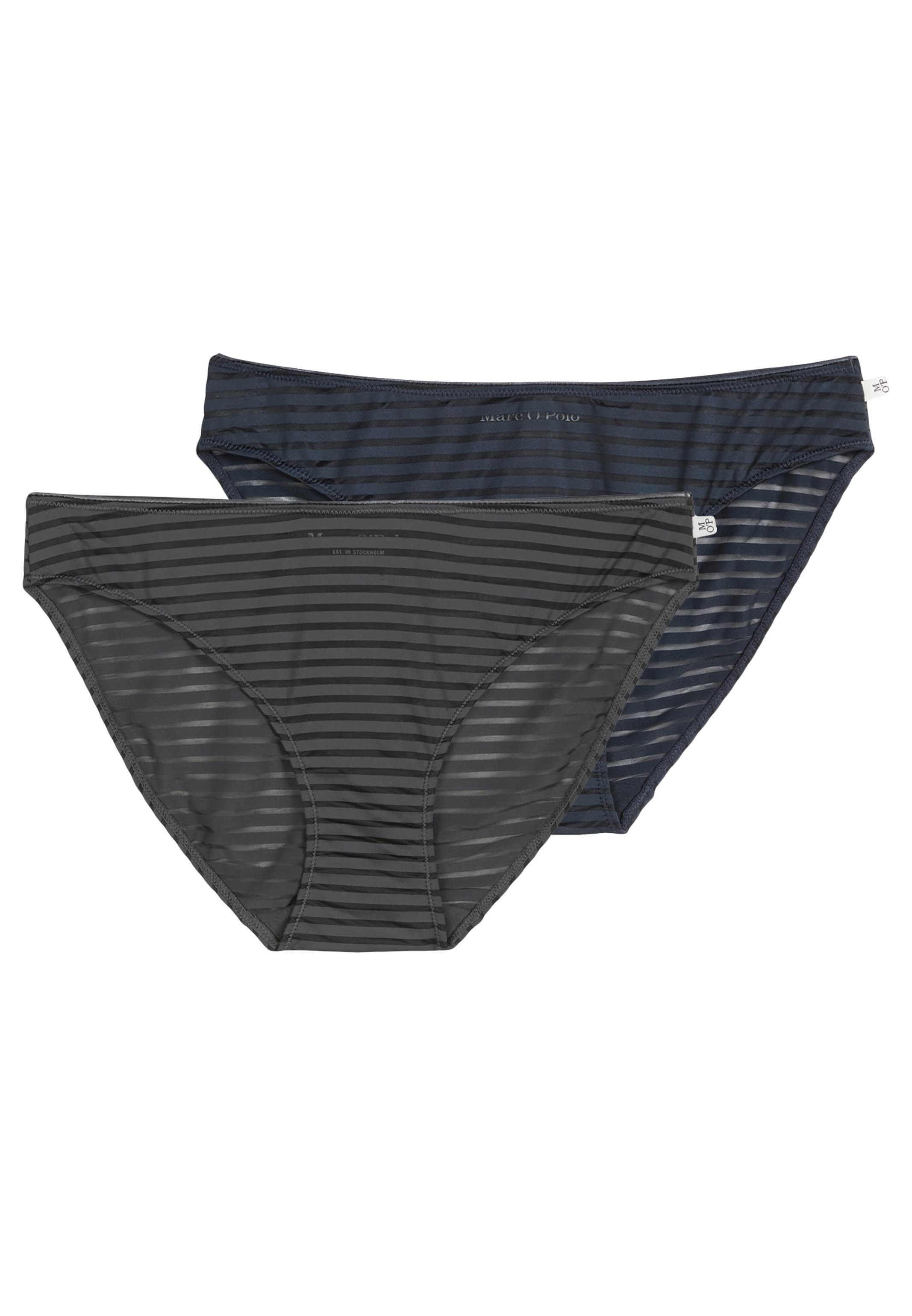 Marc O'Polo Midislip 2er Pack Second Skin Jacquard (Spar-Set, 2-St) Slip - Leicht transparent - Mit transparenter Streifenstruktur