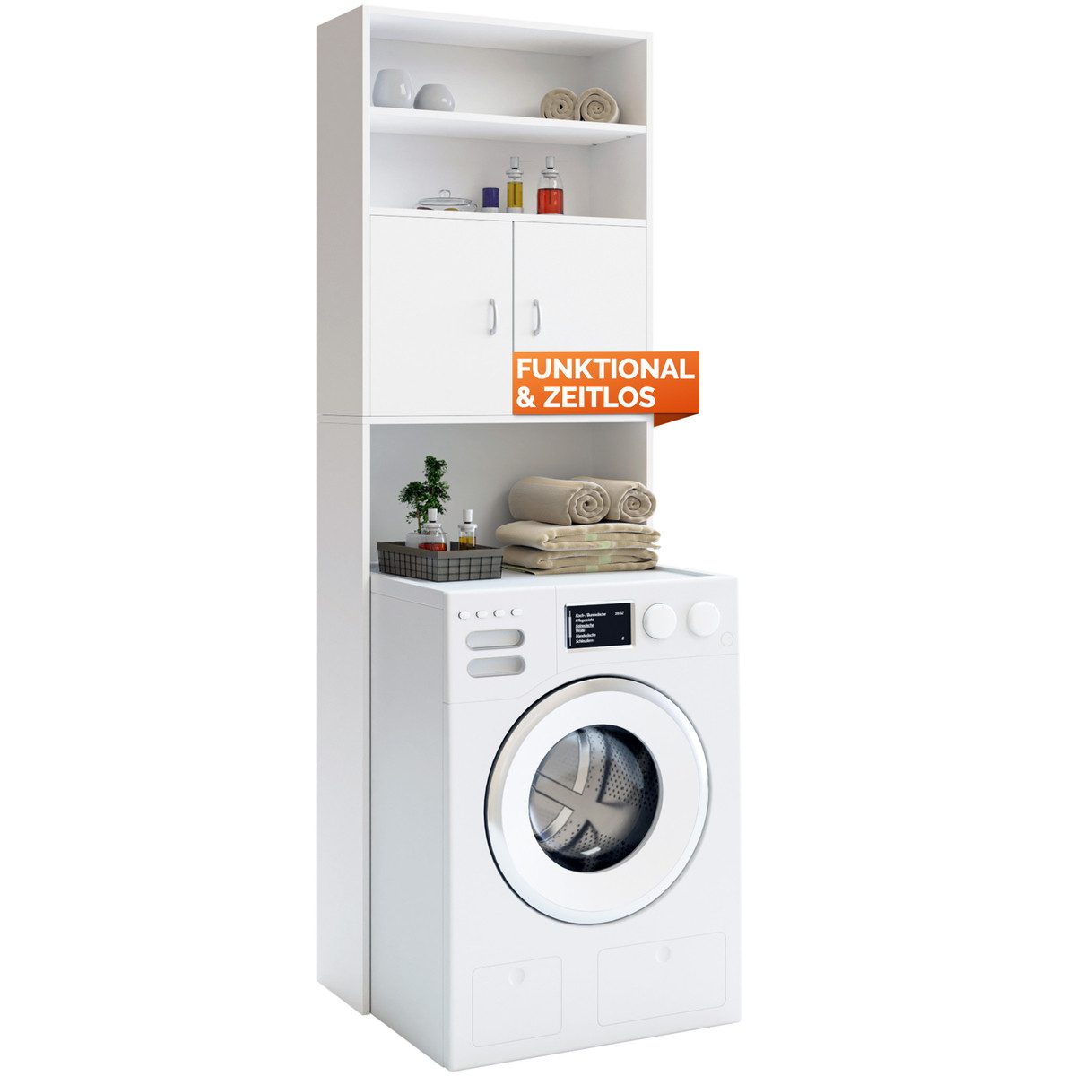 Casaria Waschmaschinenumbauschrank Neapel Waschmaschinenschrank mit Türen Ü günstig online kaufen
