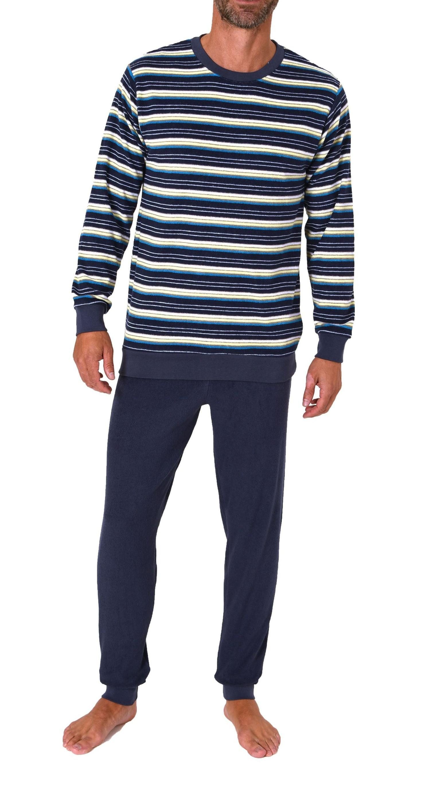 Normann Pyjama Herren langarm Frottee Schlafanzug mit Bündchen - auch in Üb günstig online kaufen