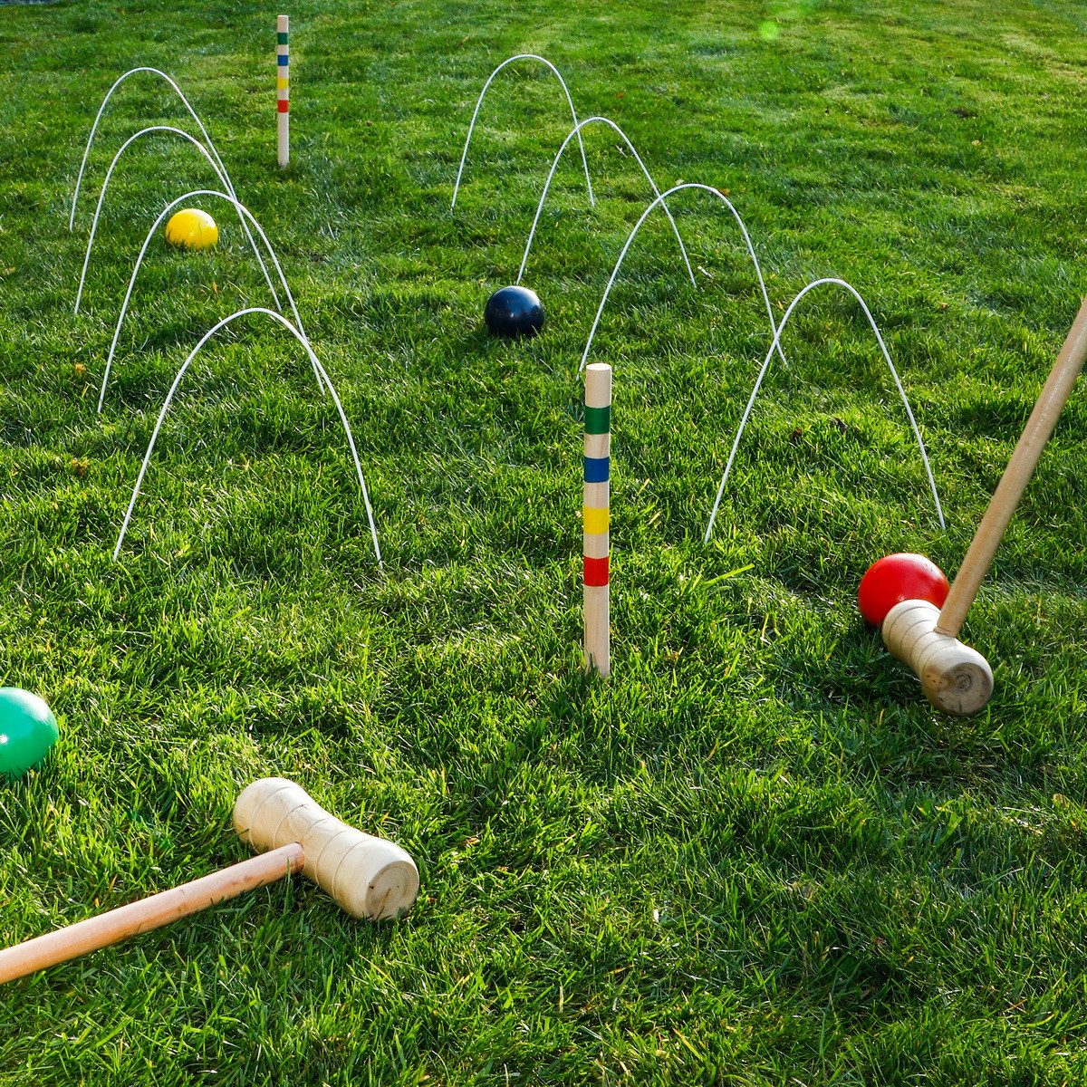 Haushalt International Spielzeug-Gartenset HI Crocket-Spiel Krocket Croquetspiel Holzspielzeug