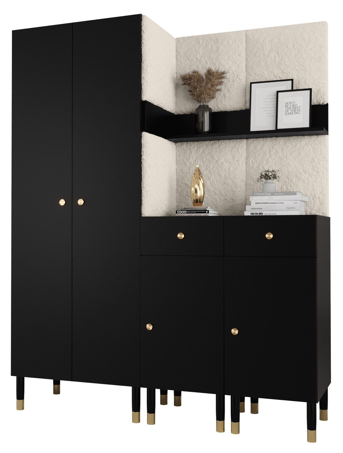 ABIKS MÖBEL Kompaktgarderobe PALERMO Set 7 Garderobe mit gepolsterten Paneelen, Industriell Design