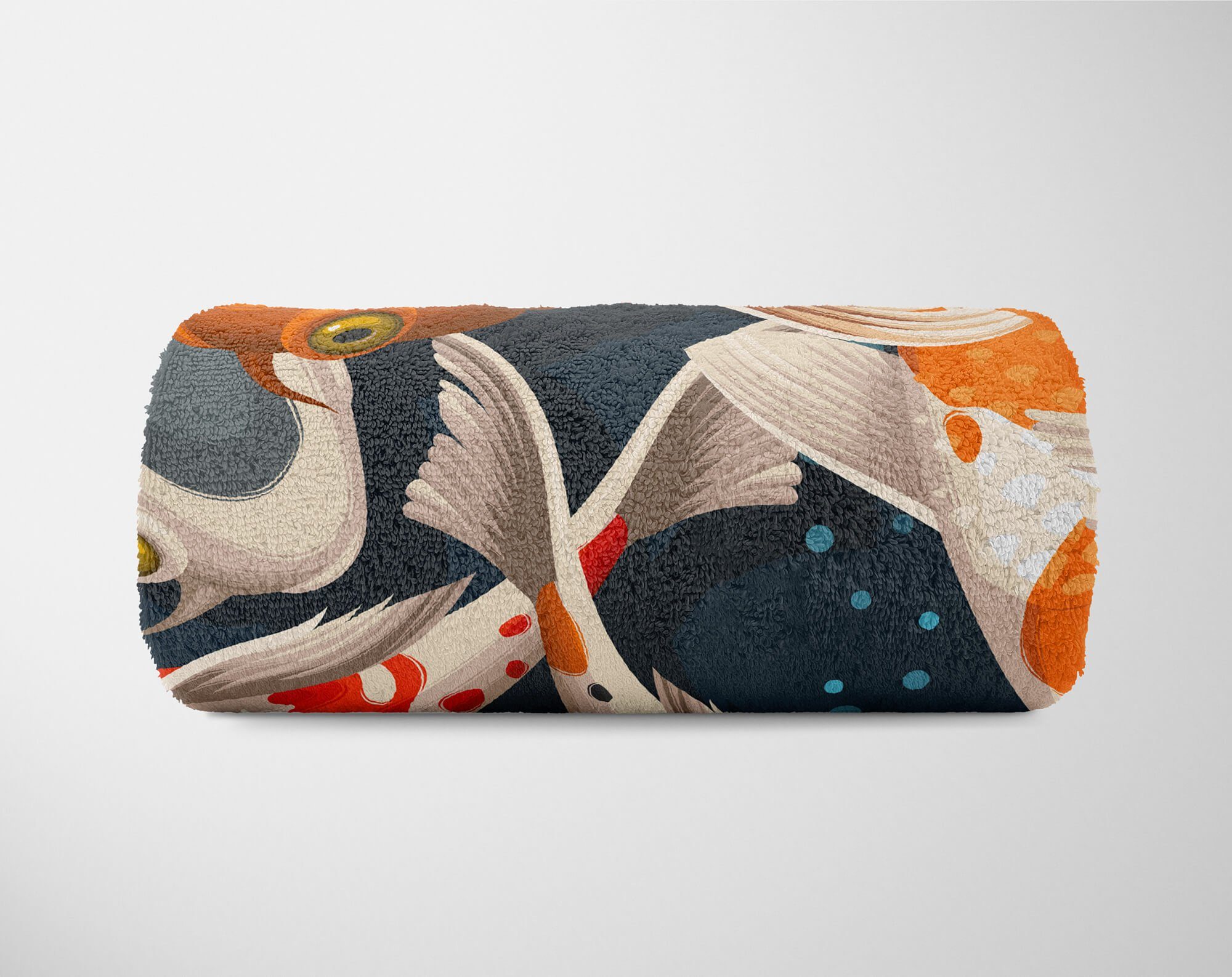 Kuscheldecke Handtuch Handtuch Sinus Handtücher mit Grafik, Fotomotiv Koi Art Baumwolle-Polyester-Mix Saunatuch Strandhandtuch (1-St), Fische