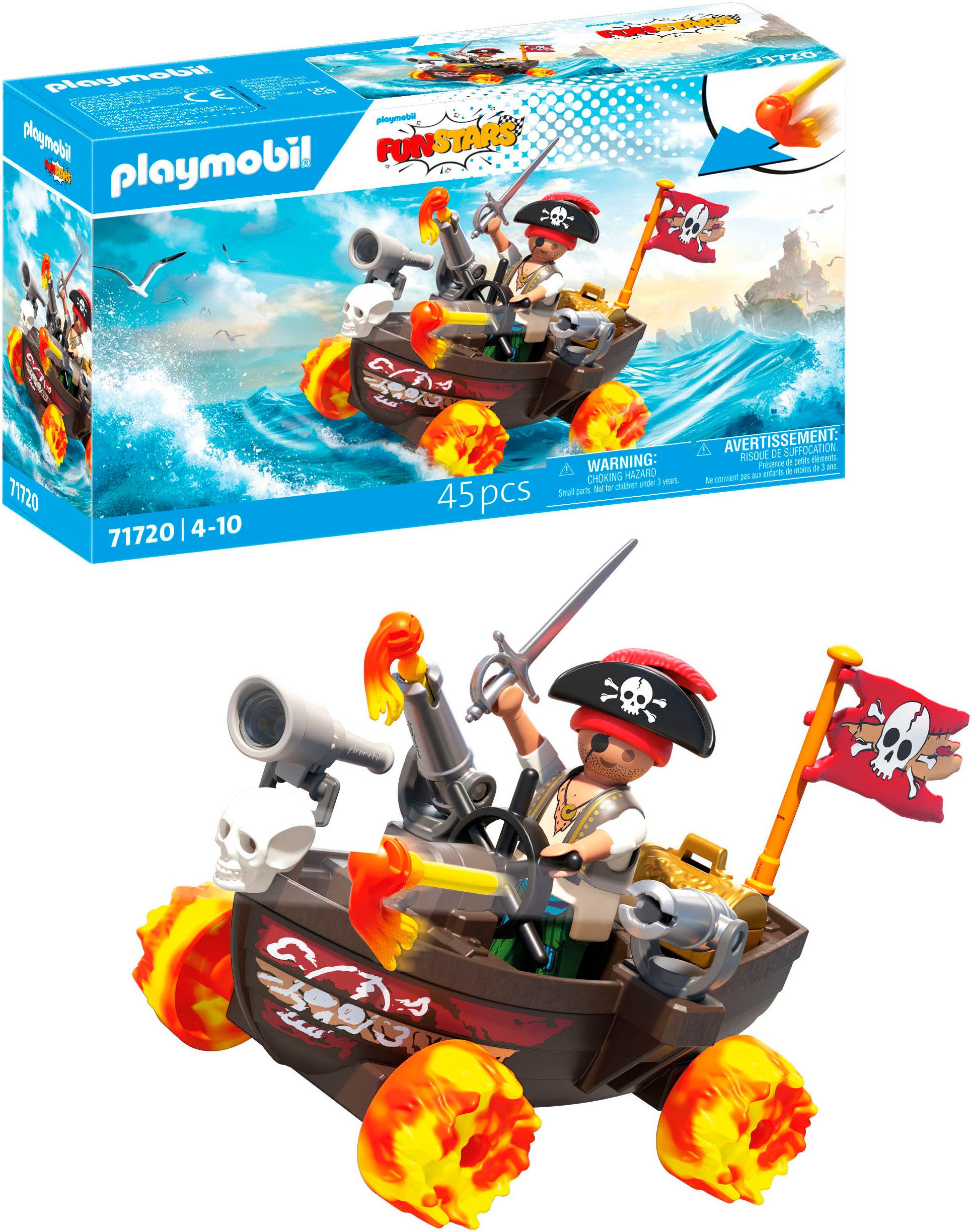 Playmobil® Rasendes Piratenboot (71720), Funstars Konstruktions-Spielset, günstig online kaufen