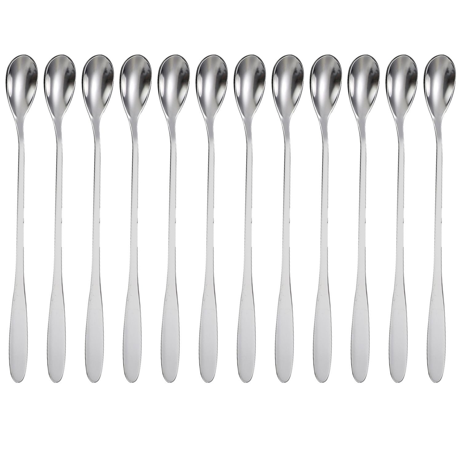 Intirilife Latte-Macchiato-Löffel (12 Stück), 12er Set Lange Edelstahl Löffel - 18.9 cm - Latte Macchiato Cocktails