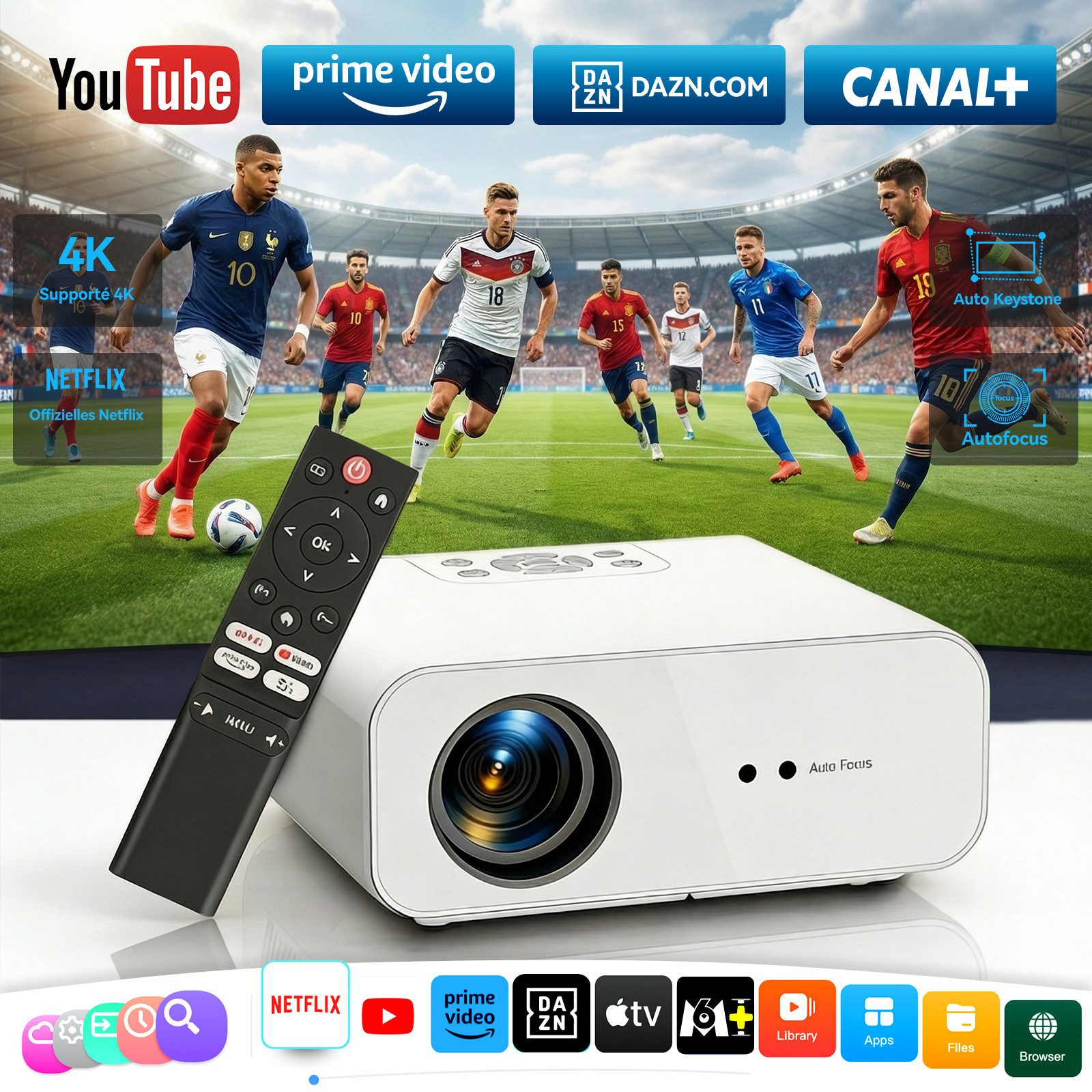 ZOOMCAT ZOOMCAT C26A Beamer 4K Mit Netflix Zertifizierung Beamer (35000 lm, 35000 : 1, 3840x2160 px, Auto Fokus, Auto Trapezkorrektur, Auto Hindernisvermeidung)