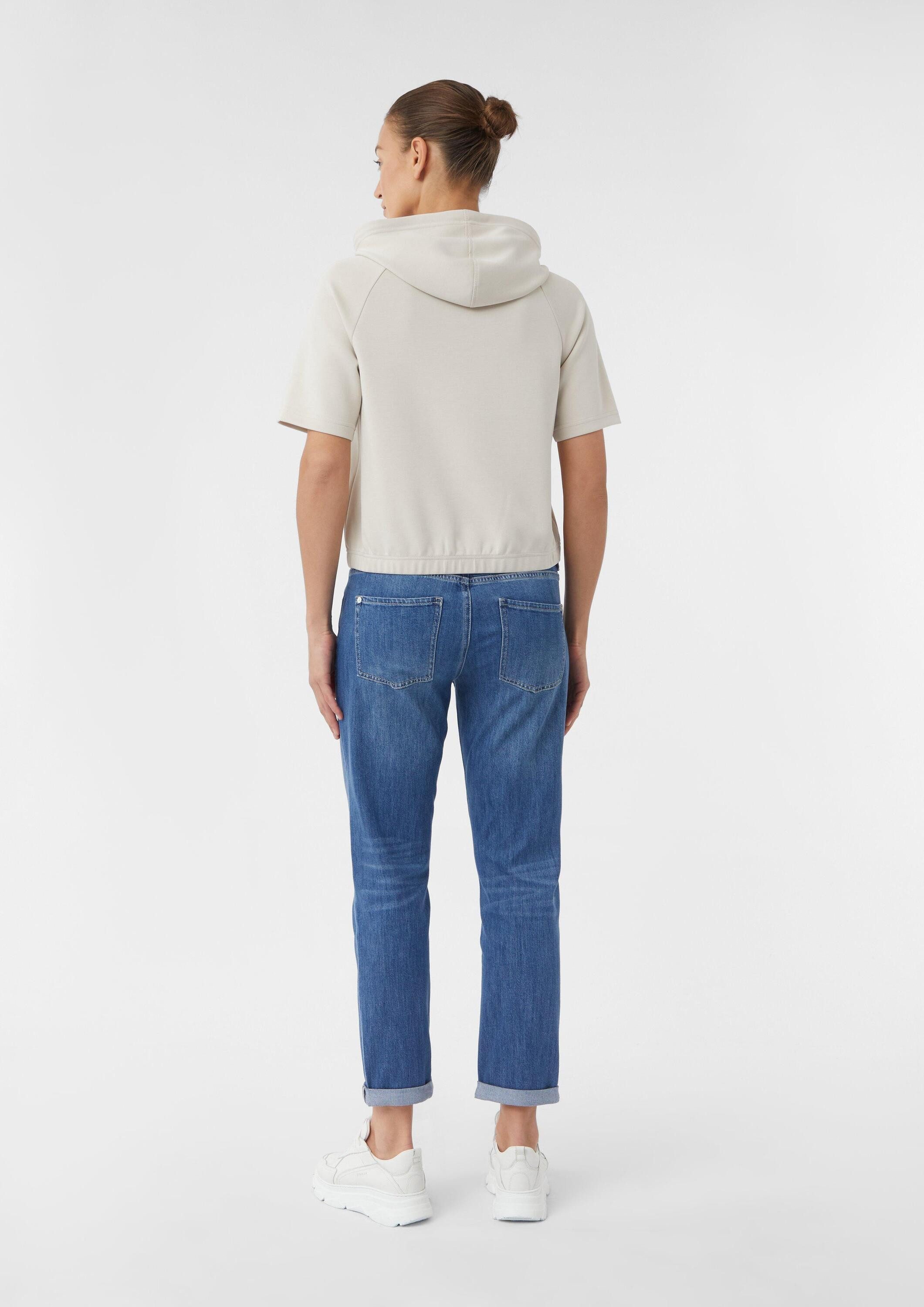 comma Sweatshirt Sweatshirt Kurzärmeliges Scuba-Sweatshirt im Relaxed Fit
