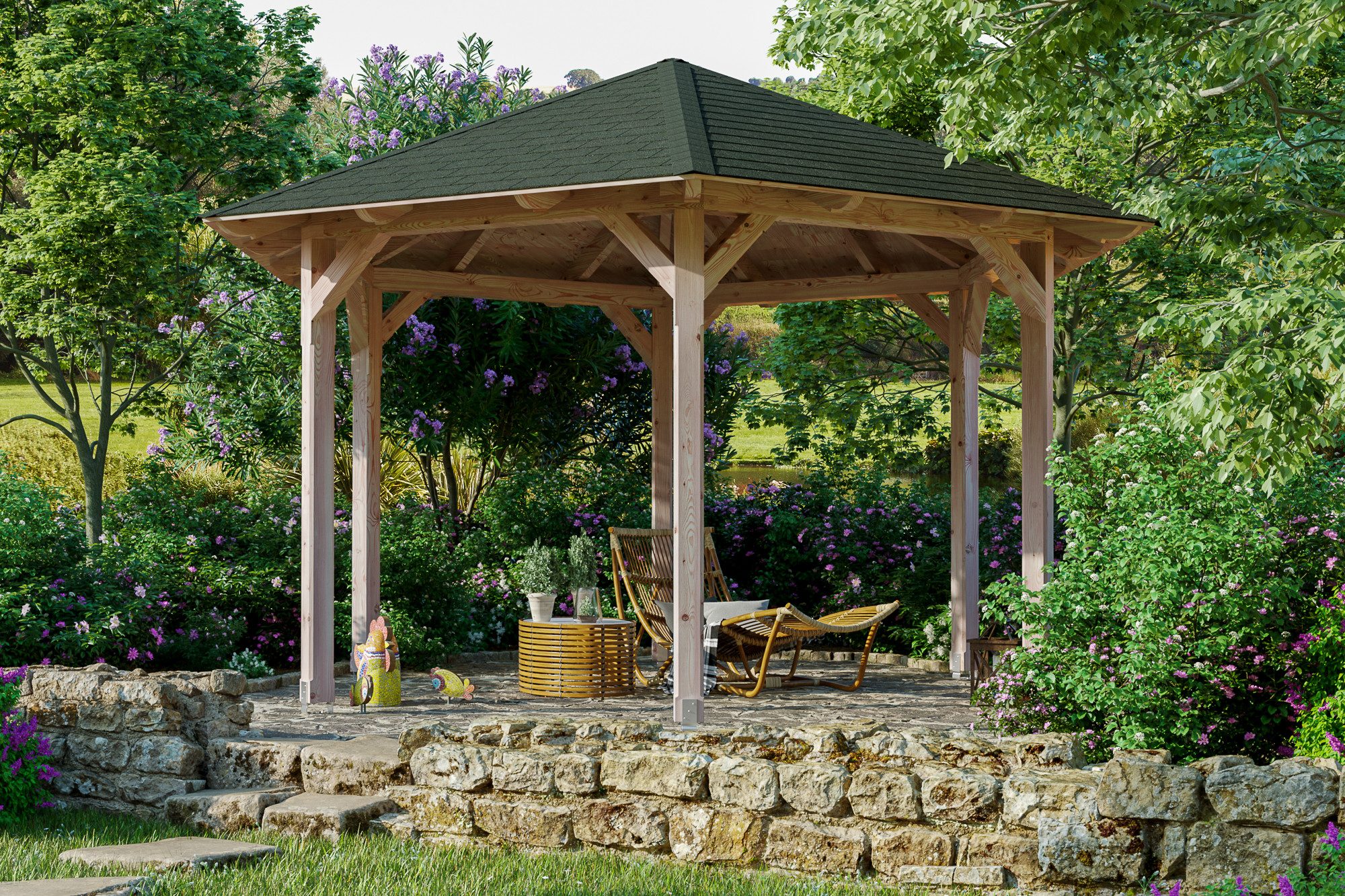 Skanholz Holzpavillon Colmar 3, Douglasie, 393 x 340 cm
