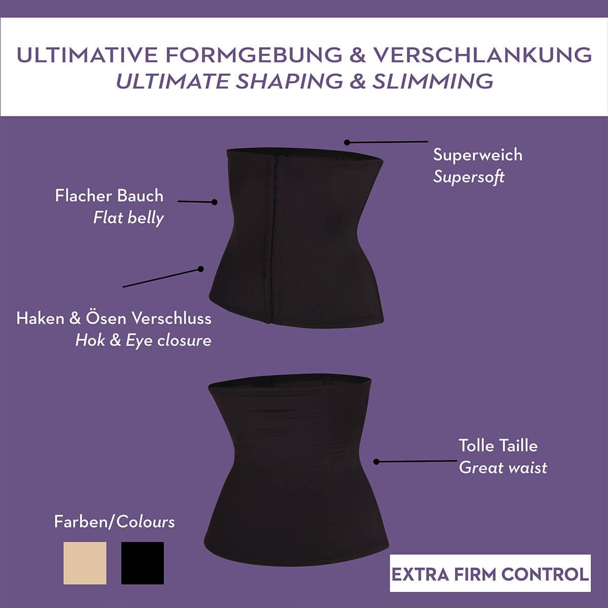 Miss Perfect Taillenshaper 4078 Figurformender Body Shapewear Gürtel mit Haken- und Ösenverschluss – Bild 3 von 5
