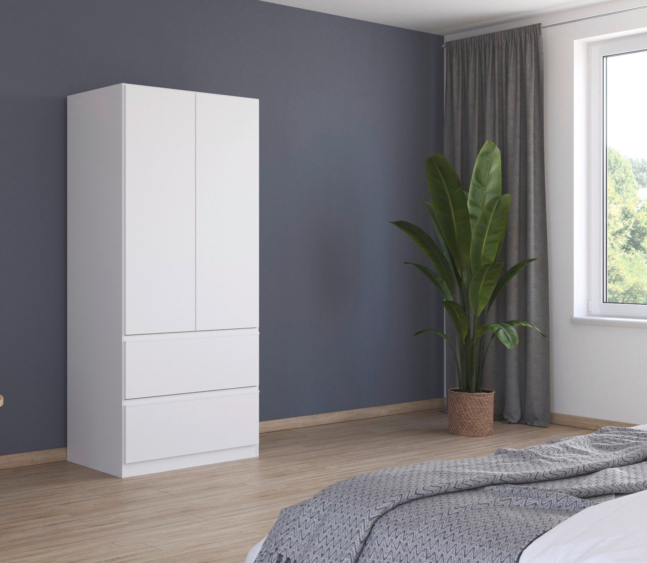rauch Drehtürenschrank Kleiderschrank Schrank Garderobe COSTA in den Breiten 91/136/181 cm (in 3 Ausstattungen BASIC/CLASSIC/PREMIUM) viel Platz, grifflose Front und Push-to-Open Funktion MADE IN GERMANY