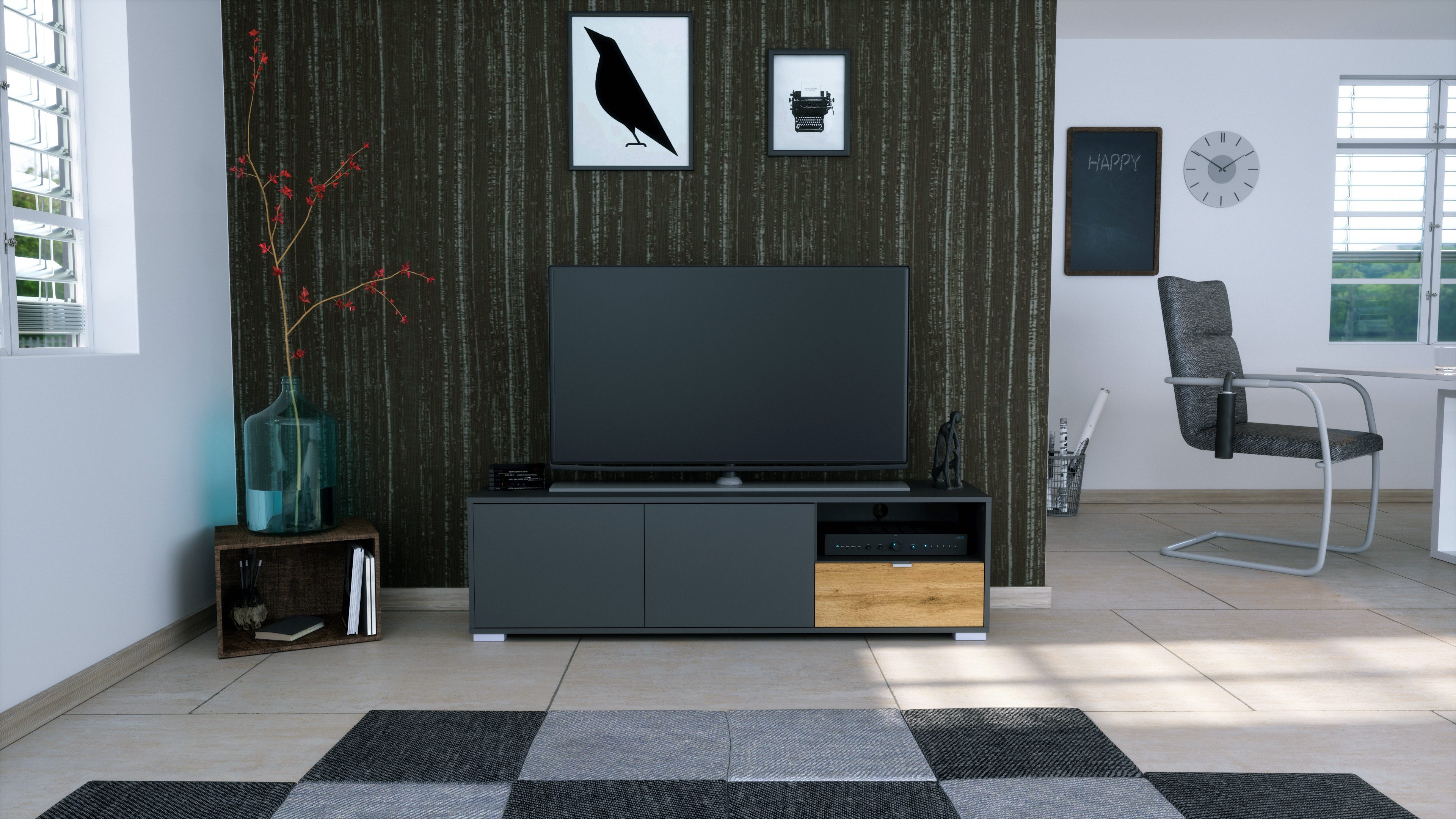 Vladon Lowboard Milano (Lowboard mit 2 günstig online kaufen