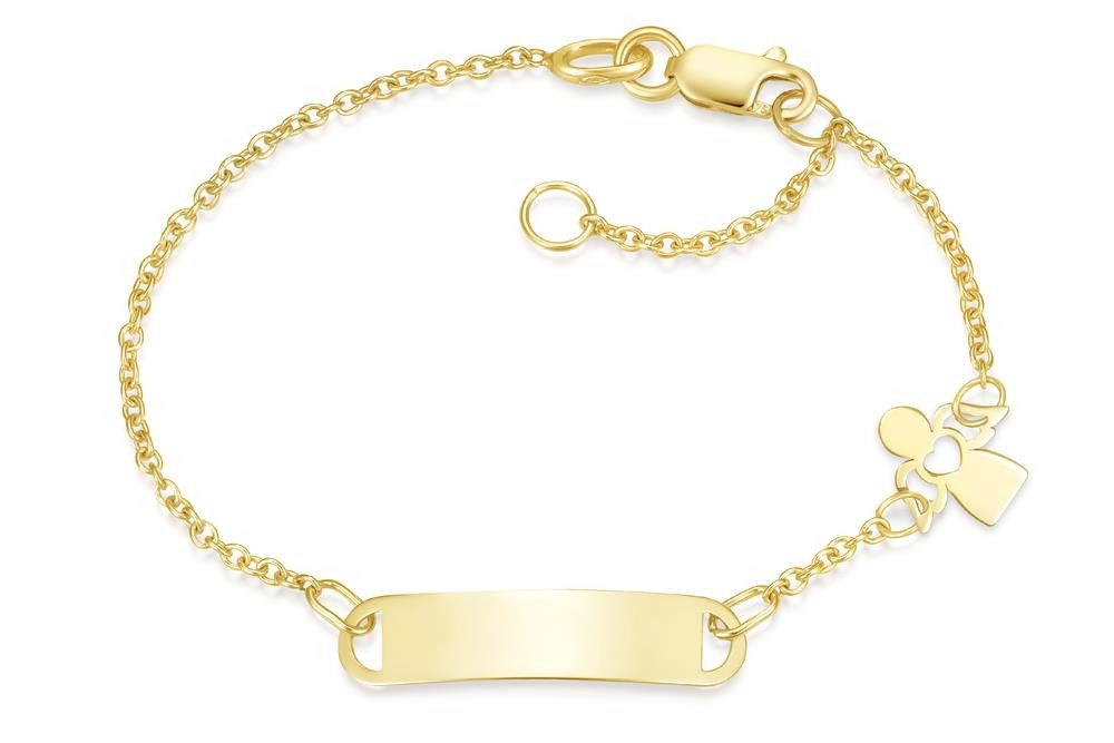 Silberkettenstore Goldarmband Kinder-Gravurarmband Mod. IDBo-7 - 375 Gelbgold, Länge wählbar