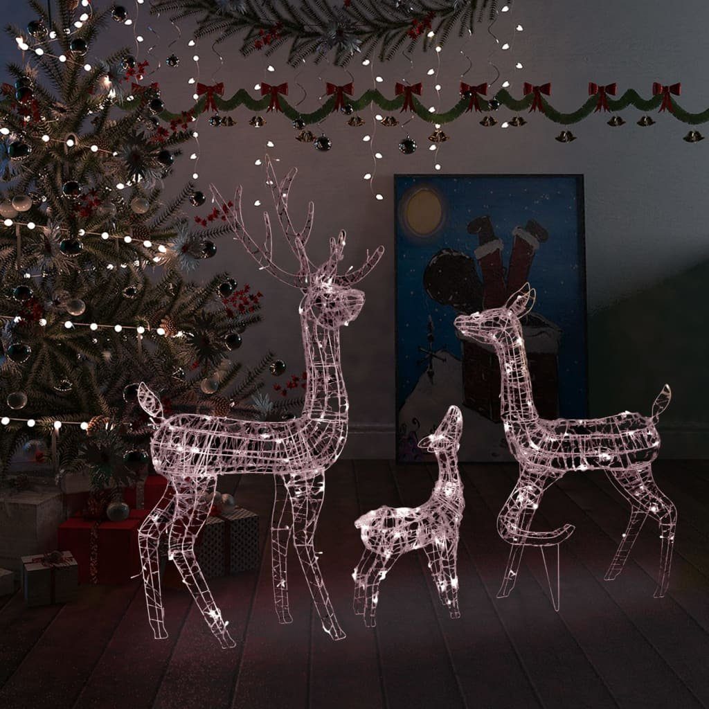vidaXL Christbaumschmuck LED-Rentier-Familie Weihnachtsdeko Acryl 300 Warmweiß LED (1-tlg)