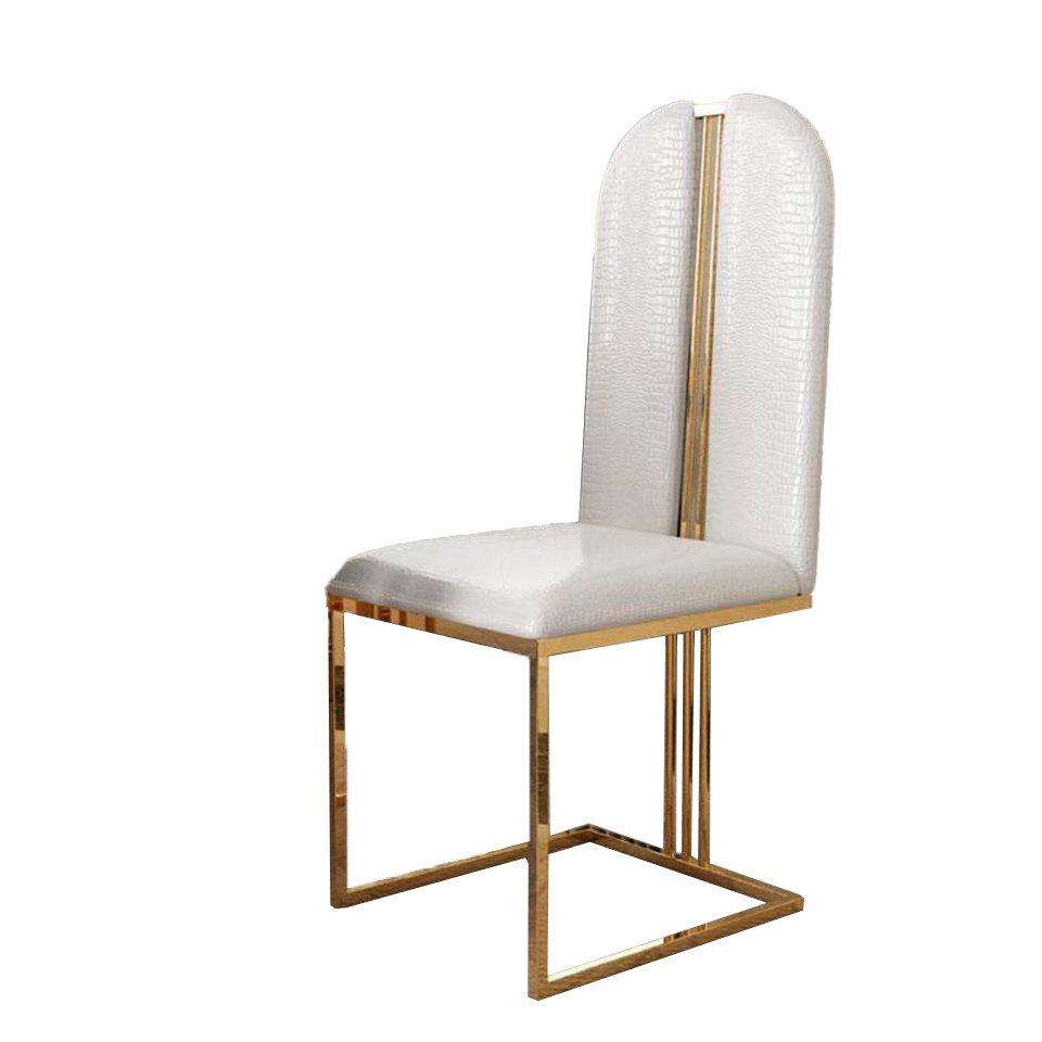 JVmoebel Esszimmerstuhl Edelstahlstuhl mit Lederbezug in Gold und modernem Design, Made in Europa