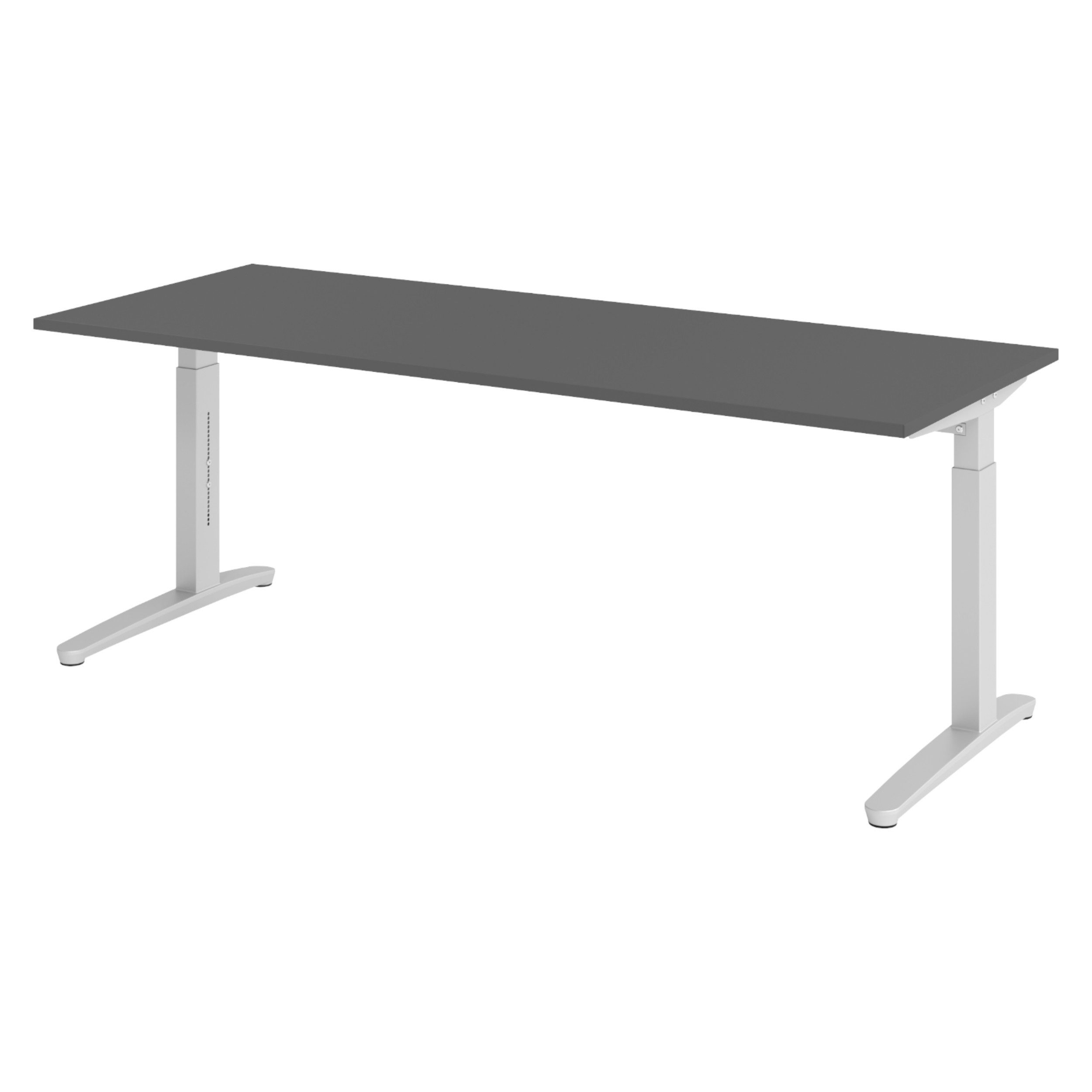 bümö Schreibtisch XB-Serie, Rechteck: 200 x 80 cm - Dekor: Graphit - Gestell: Silber