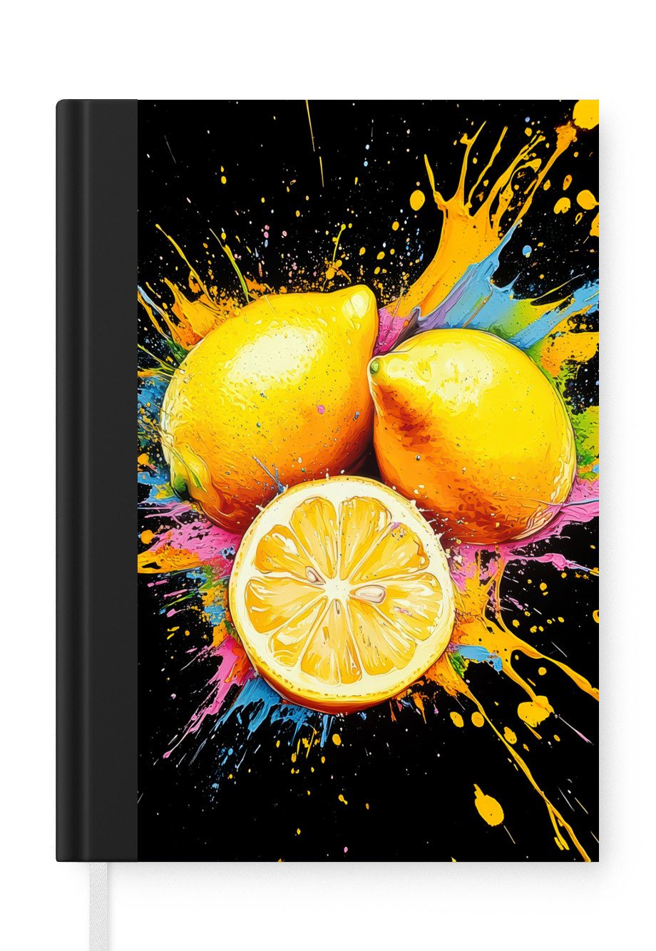 MuchoWow Notizbuch Zitrone - Graffiti - Farbenfroh - Farbe - Modern, Notebook, Notizblock a5, Tagebuch, Journal Liniert